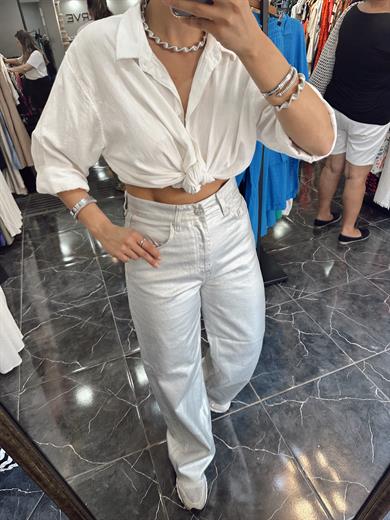 Yüksek Bel Metalik Pantolon