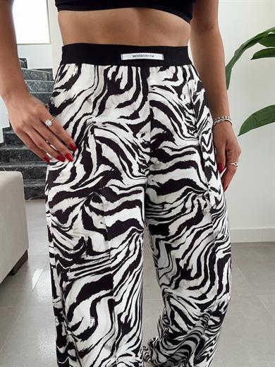 Zebra Desen Beli Lastikli Pantolon