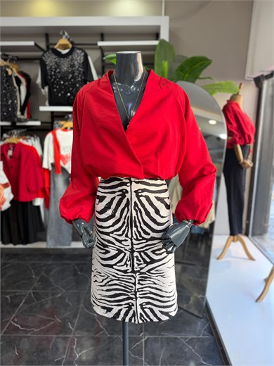 Zebra Desen Midi Etek