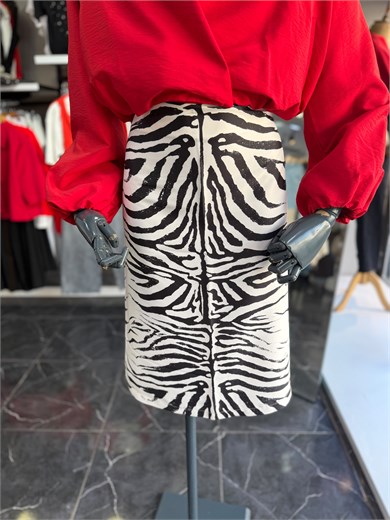 Zebra Desen Midi Etek