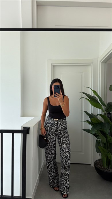 Zebra Desen Palazzo Pantolon
