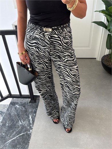 Zebra Desen Palazzo Pantolon