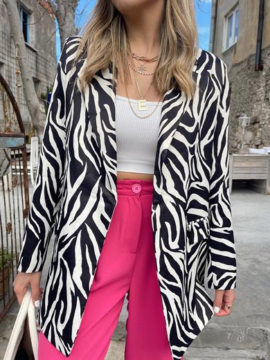 Zebra Desenli Blazer Ceket