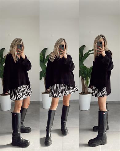 Zebra Desenli Şort Etek