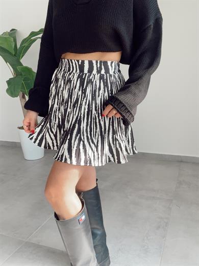 Zebra Desenli Şort Etek