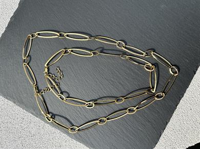 Zincir Detaylı Gold Kolye (65cm)