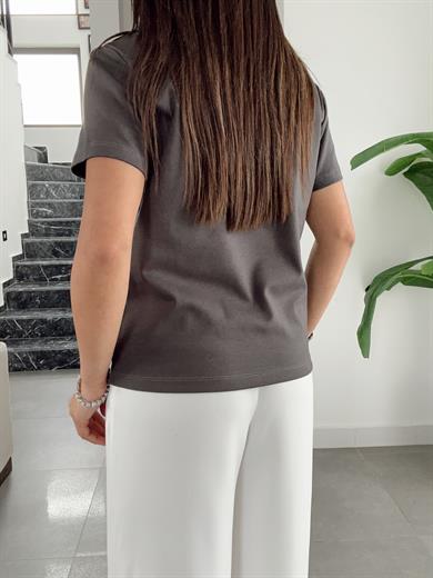 Zr Antrasit  Bisiklet Yaka Basic Tişört