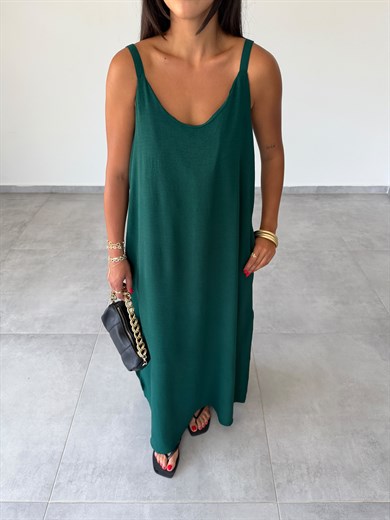 Zümrüt Ayrobin Maxi Boy Tela Askılı Elbise