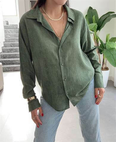 Zümrüt Kendinden Desenli Gömlek