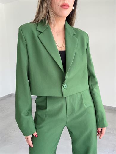 Zümrüt Yeşil Kısa Blazer Ceket