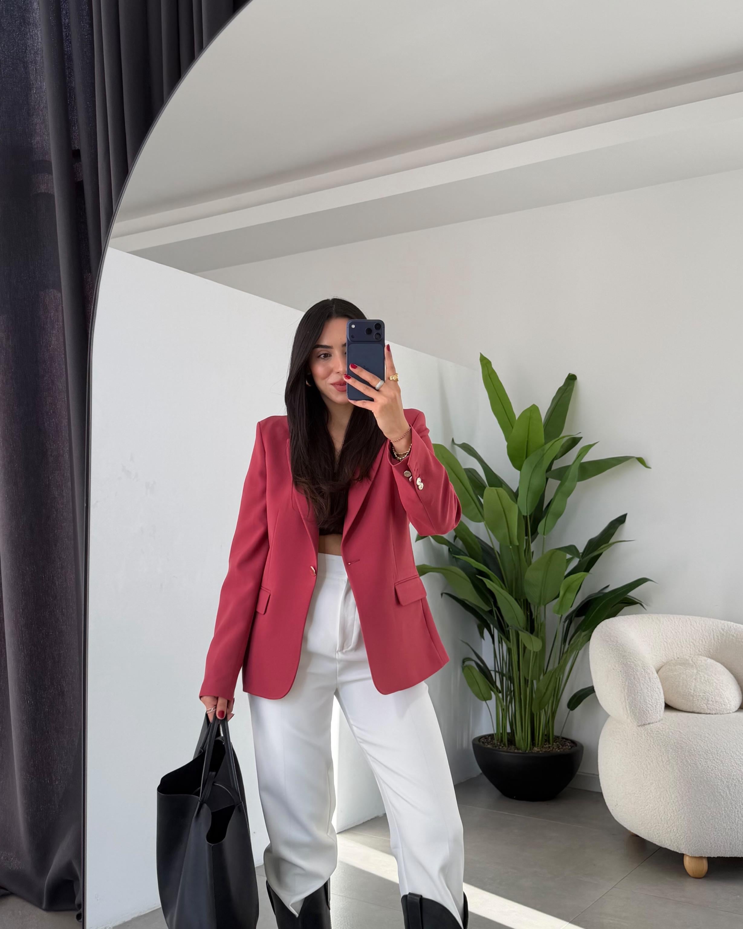 Açık Bordo Vücuda Oturan Blazer