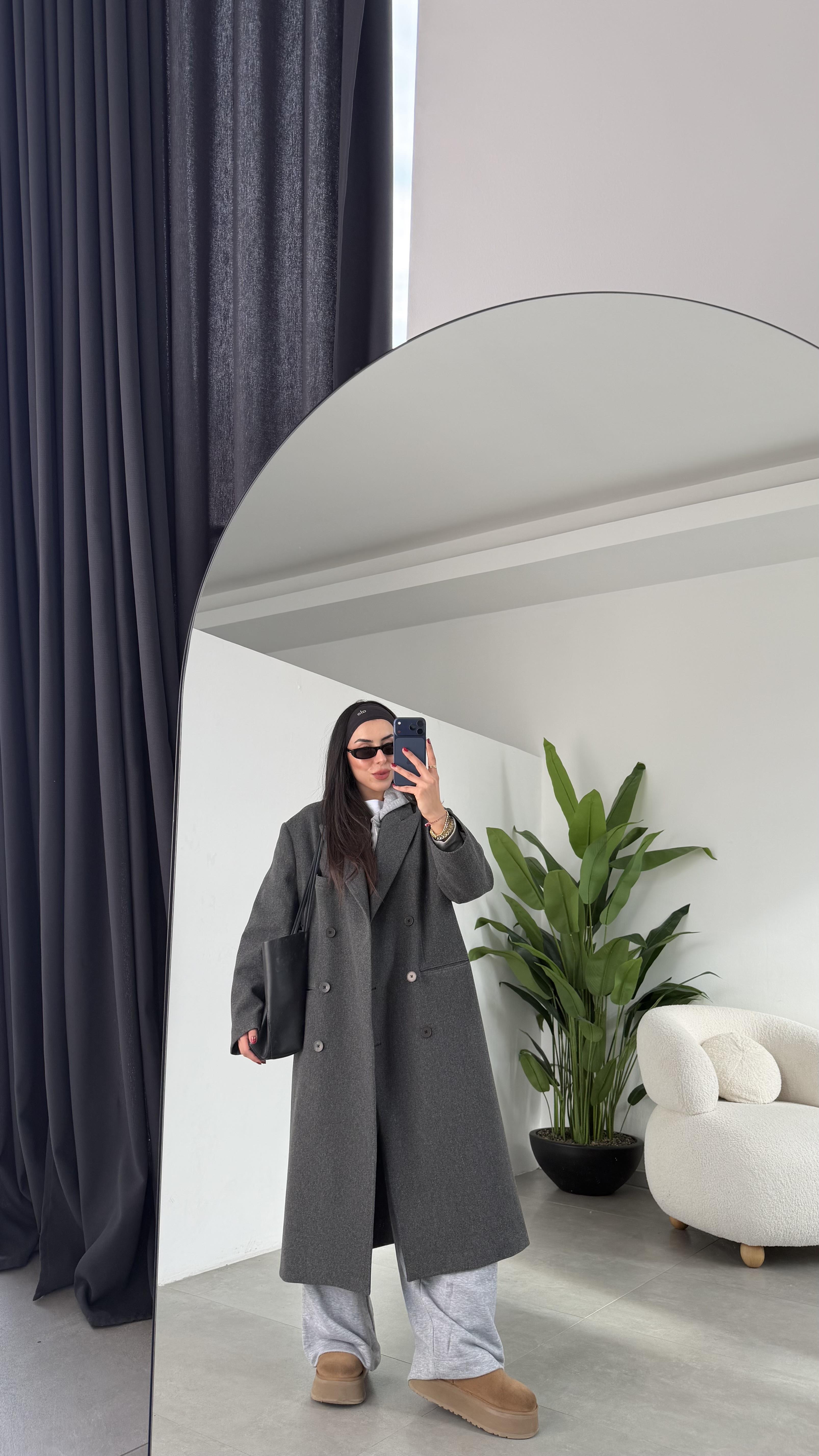 Antrasit Kaşe Kaban