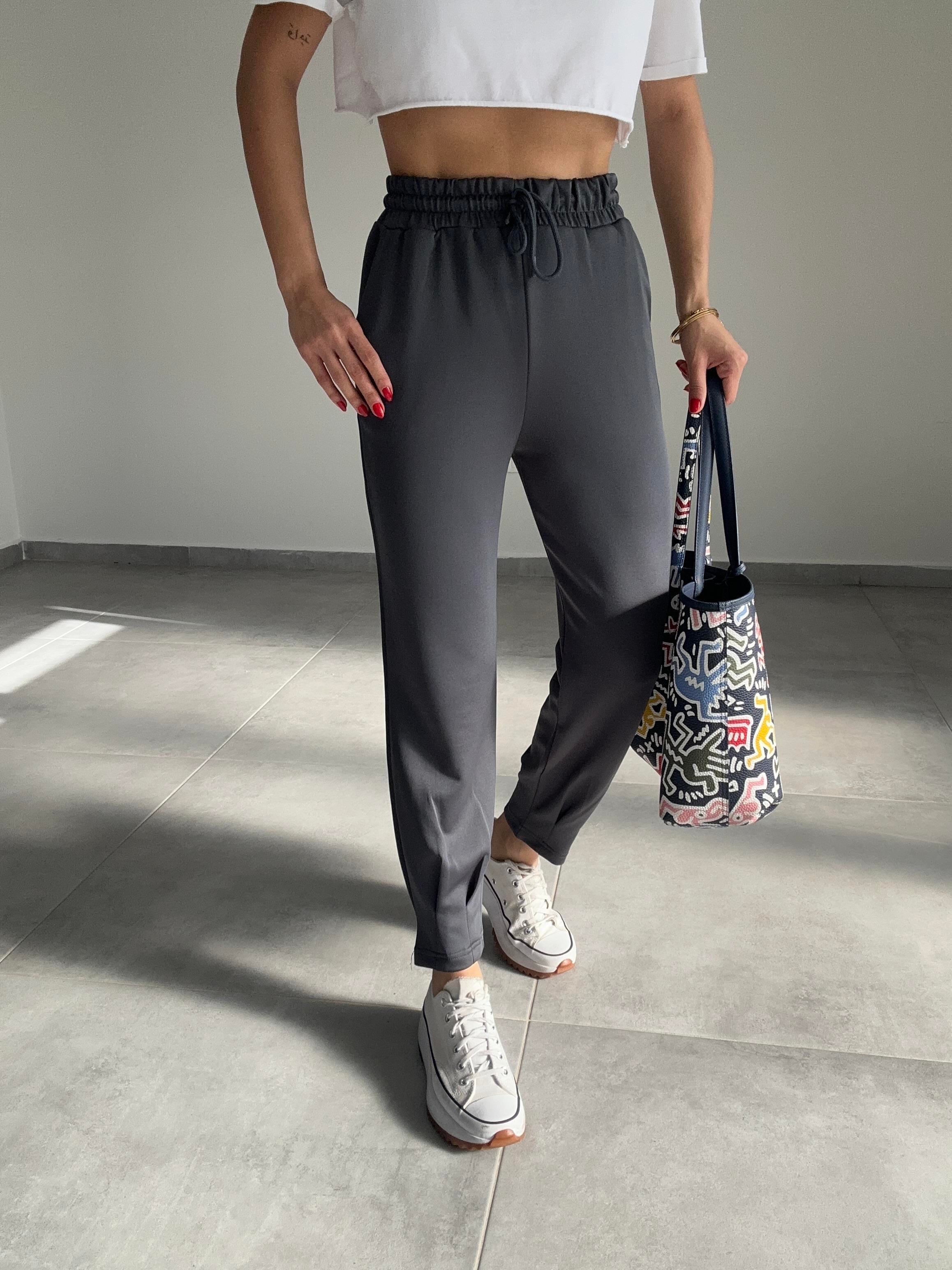 Antrasit Scuba Paça Pileli Eşofman