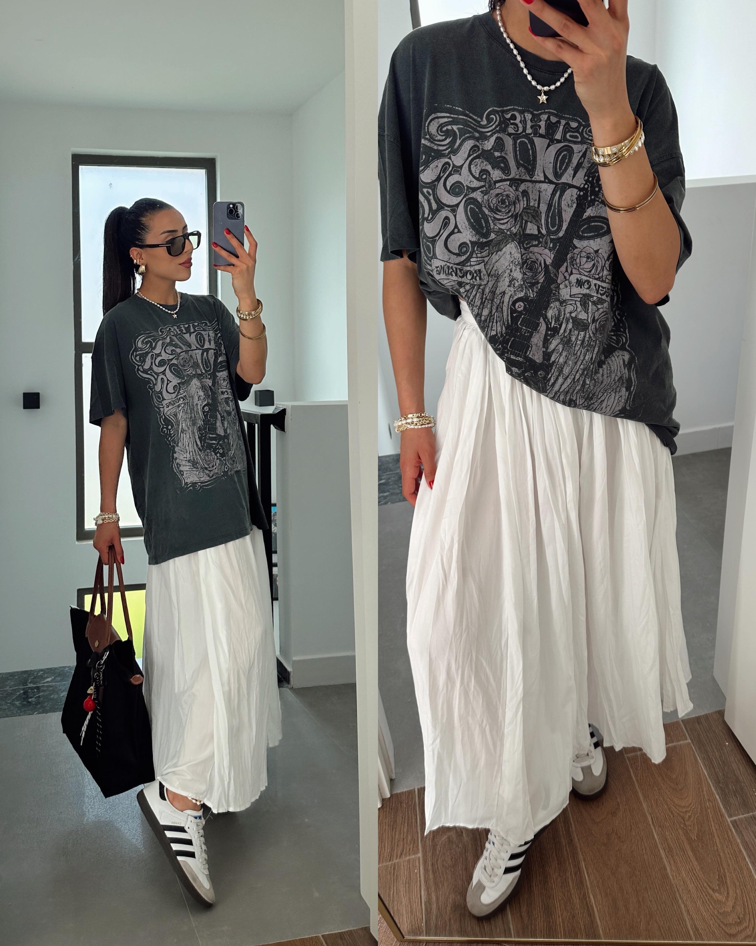 Antrasit Yıkamalı Baskılı Tişört