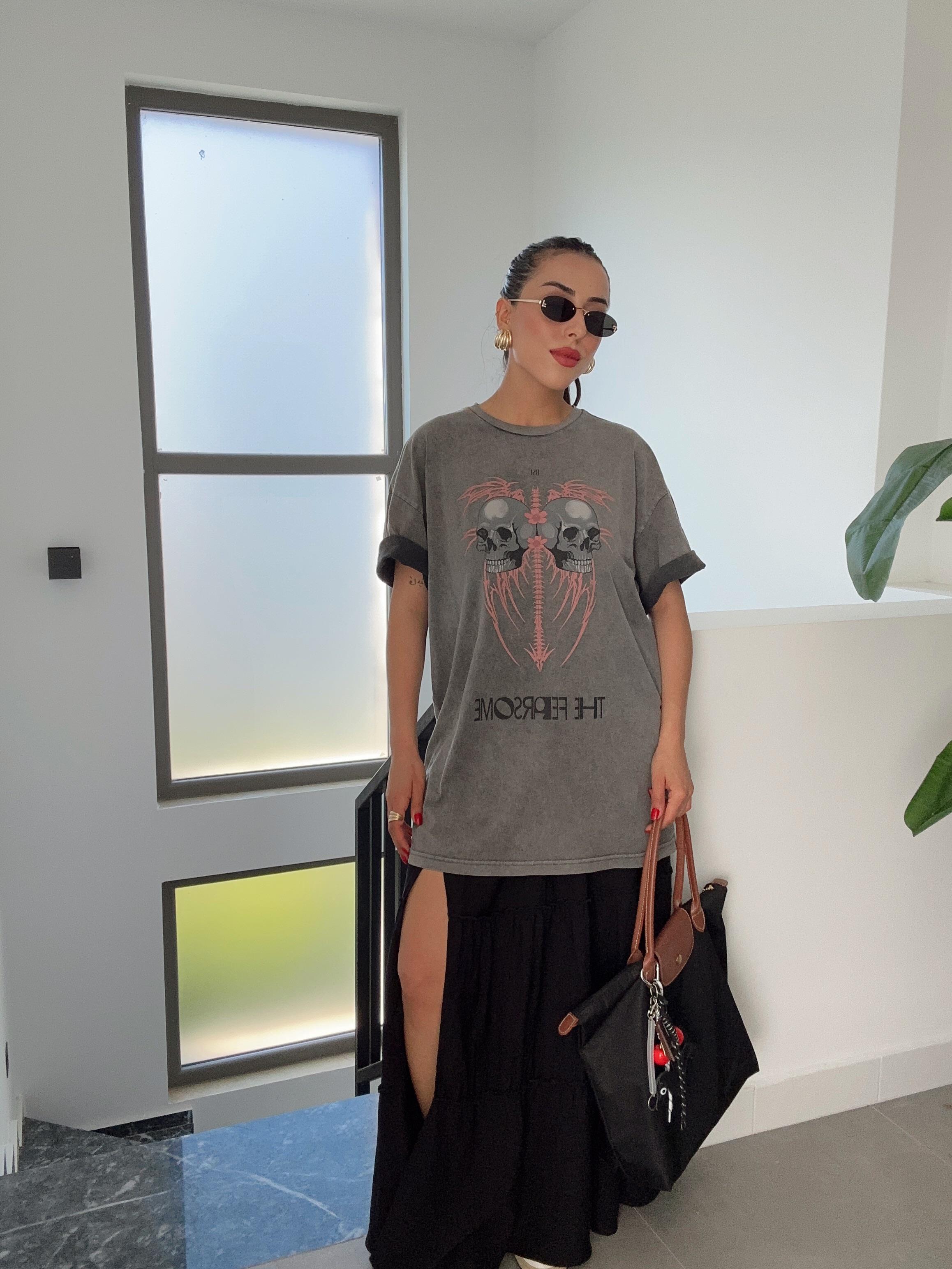 Antrasit Yıkamalı Key Almedina Tshirt