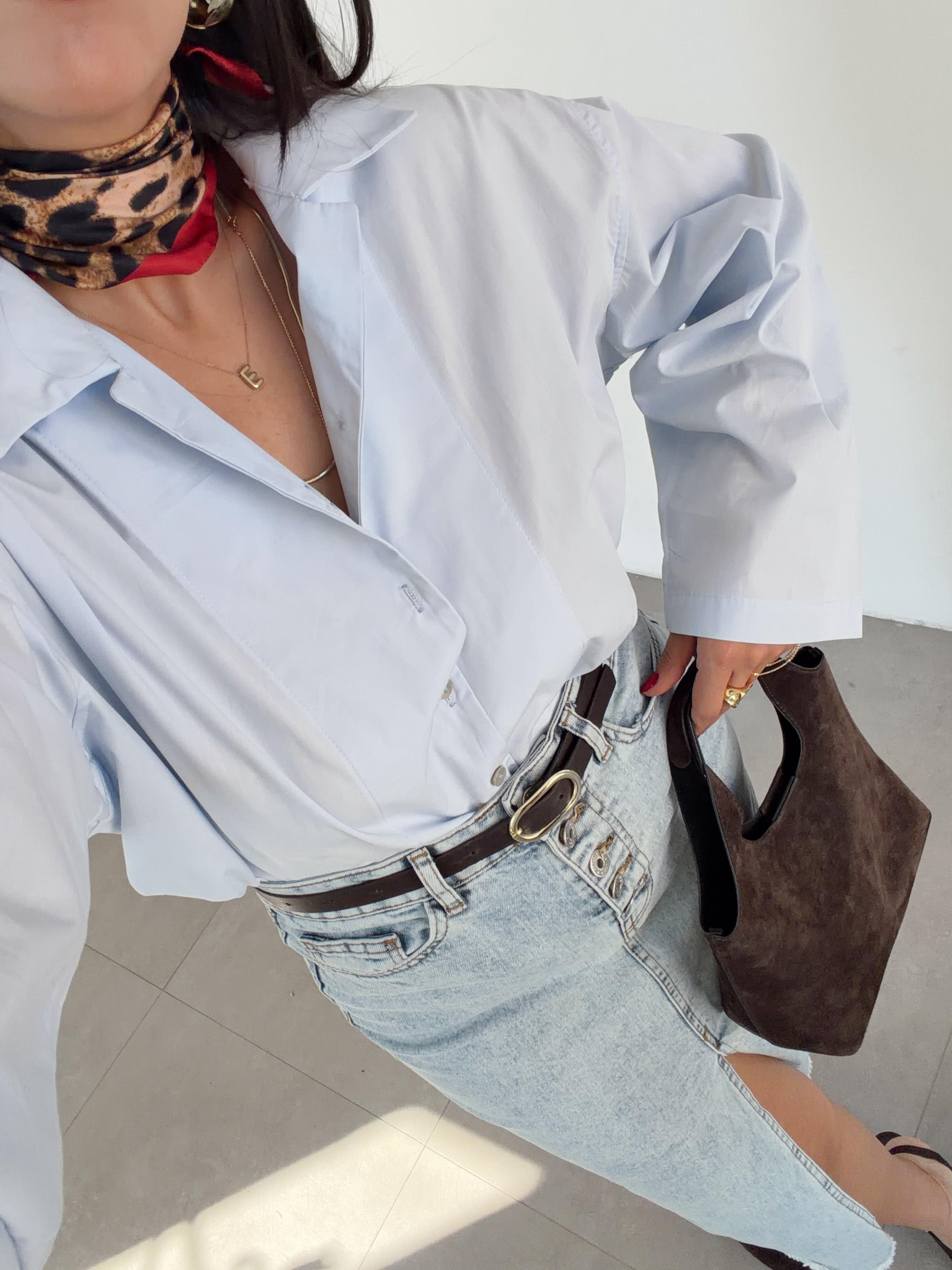 Bebe Mavi Oversize Gömlek