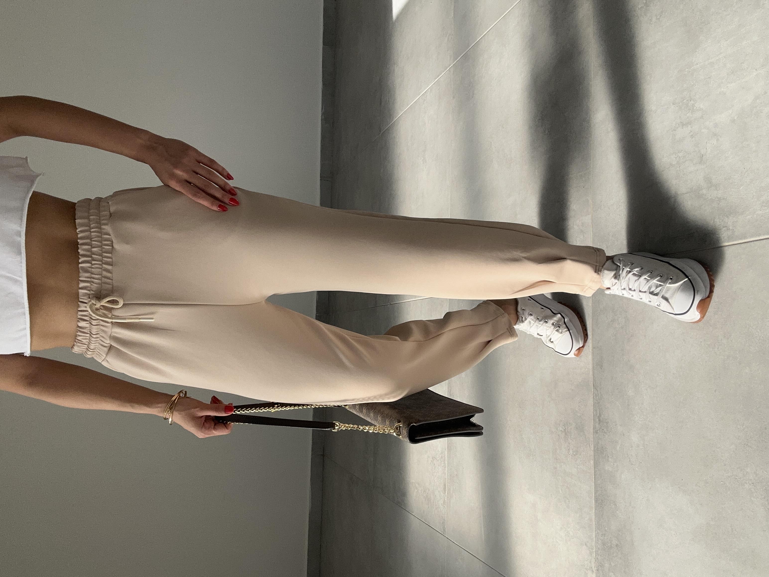 Bej Scuba Paça Pileli Eşofman