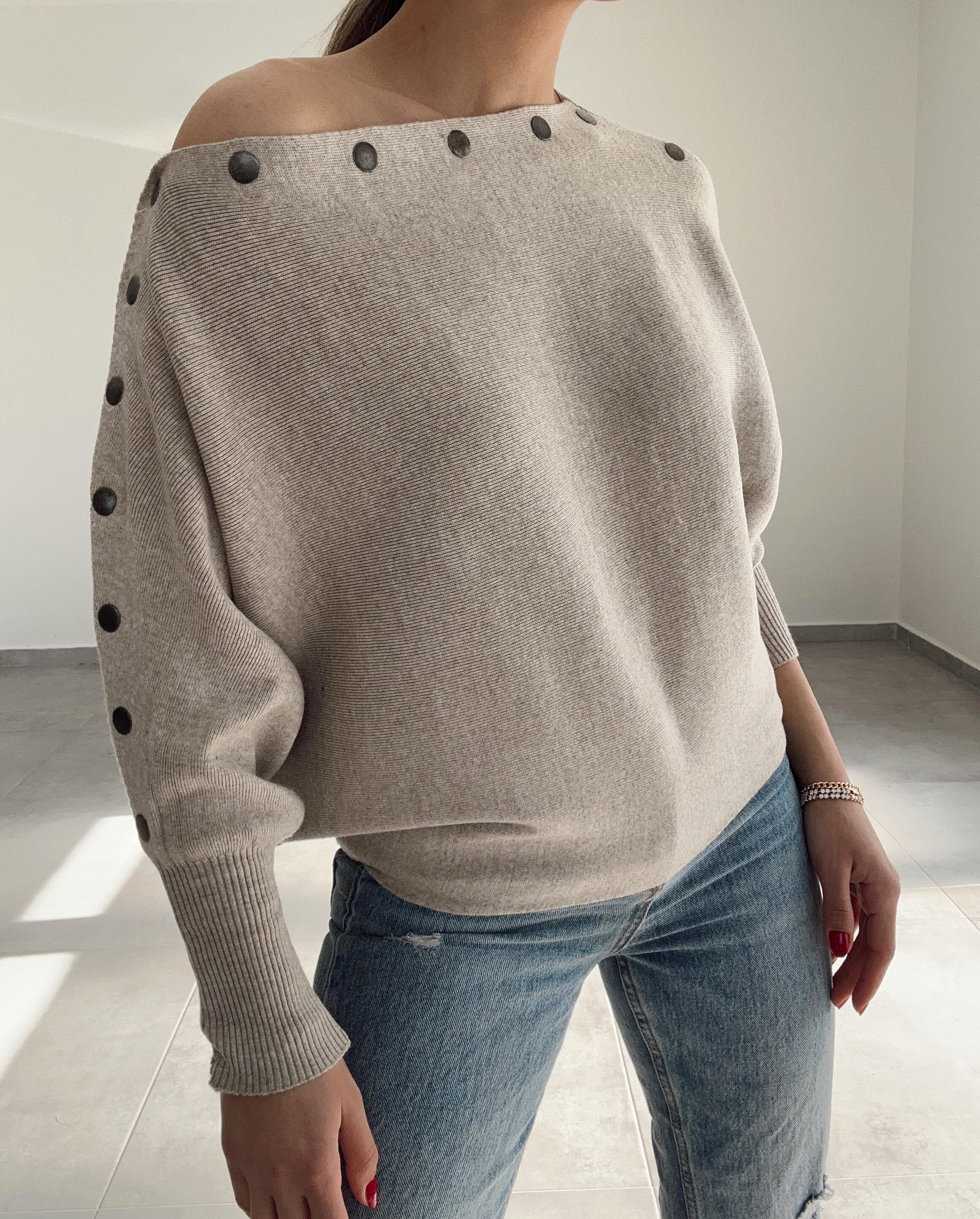 Bej Yarasa Kol Triko Kazak