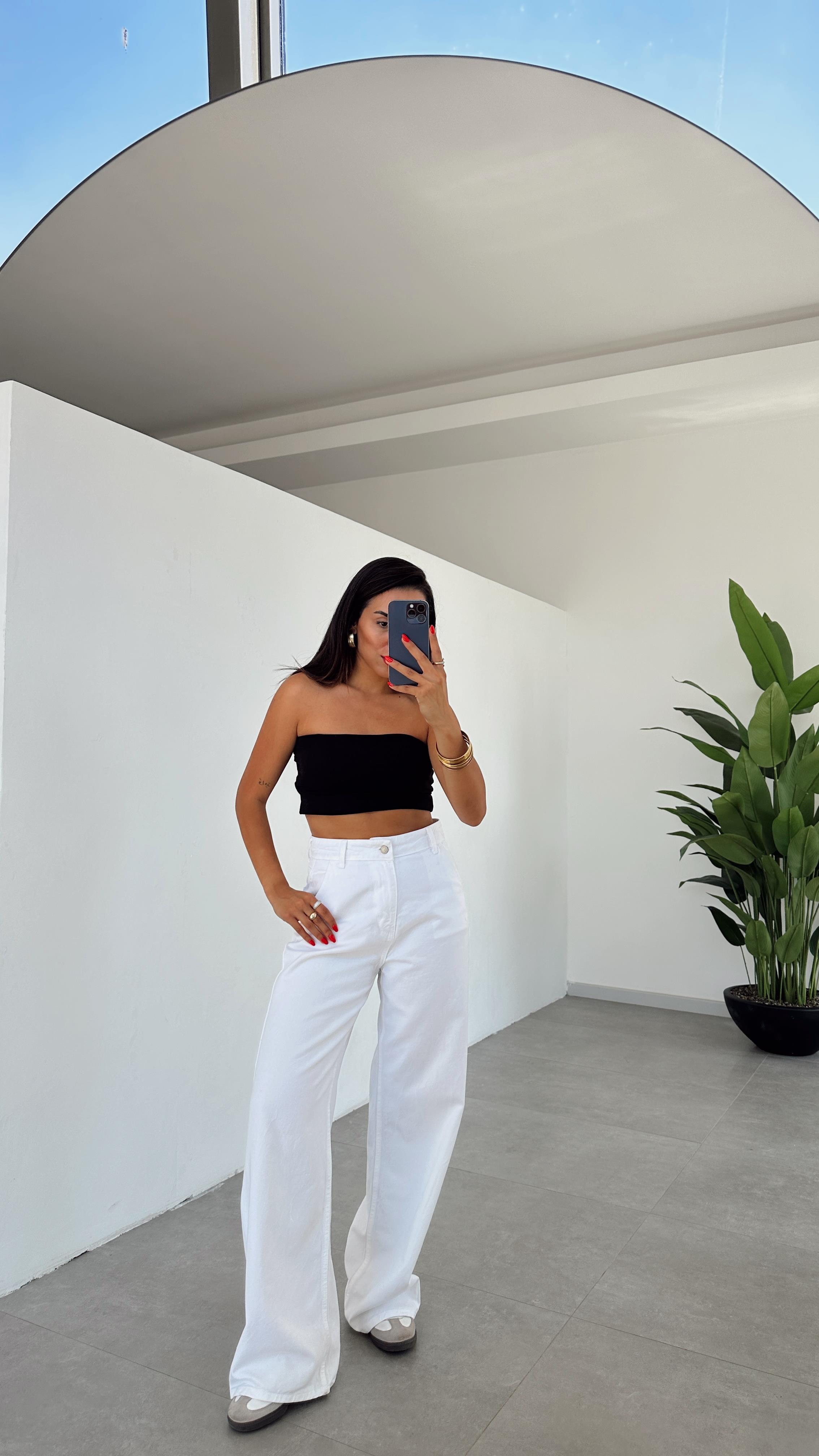 Beyaz Baggy Pantolon