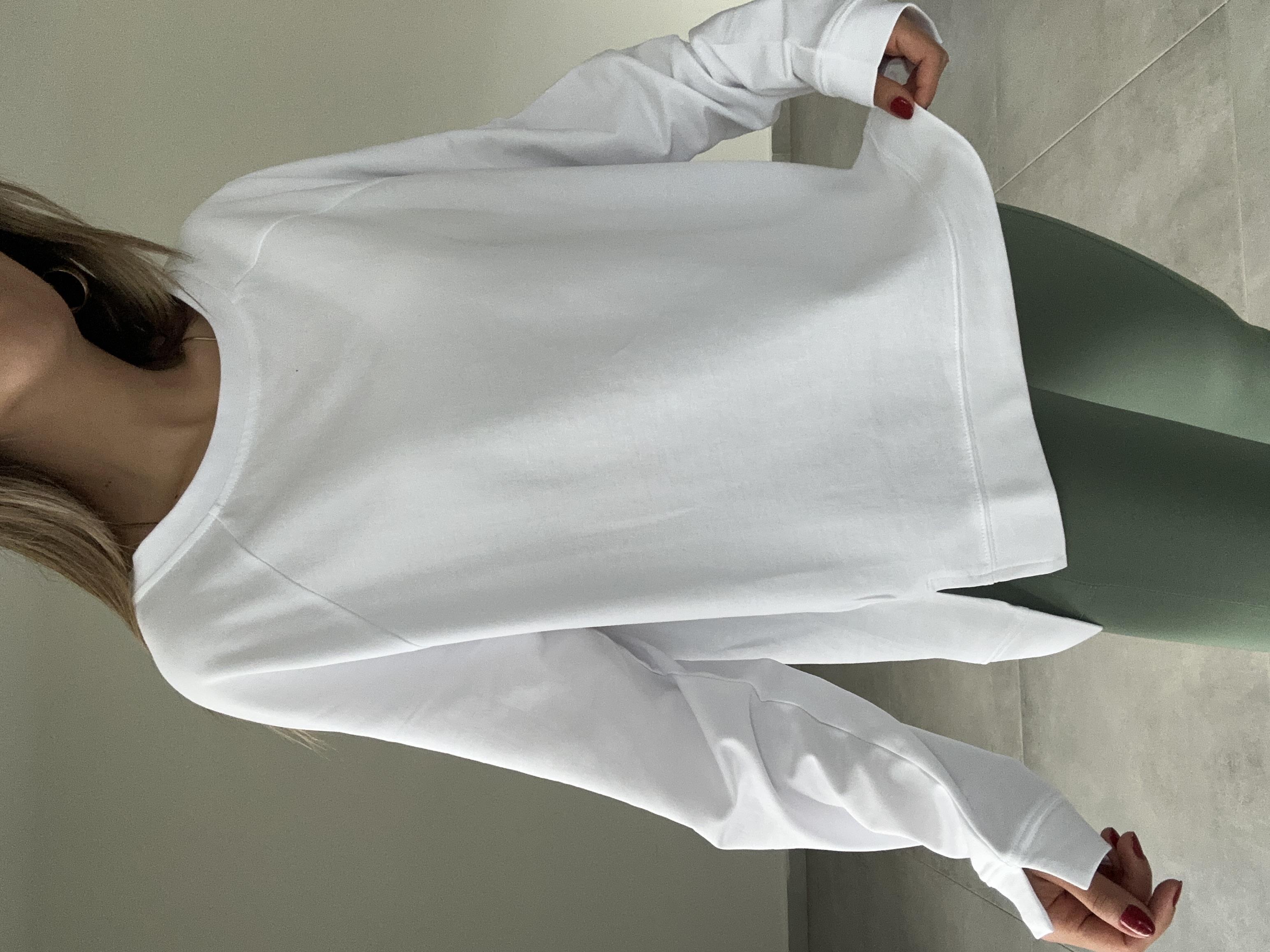 Beyaz Bisiklet Yaka Sweatshirt