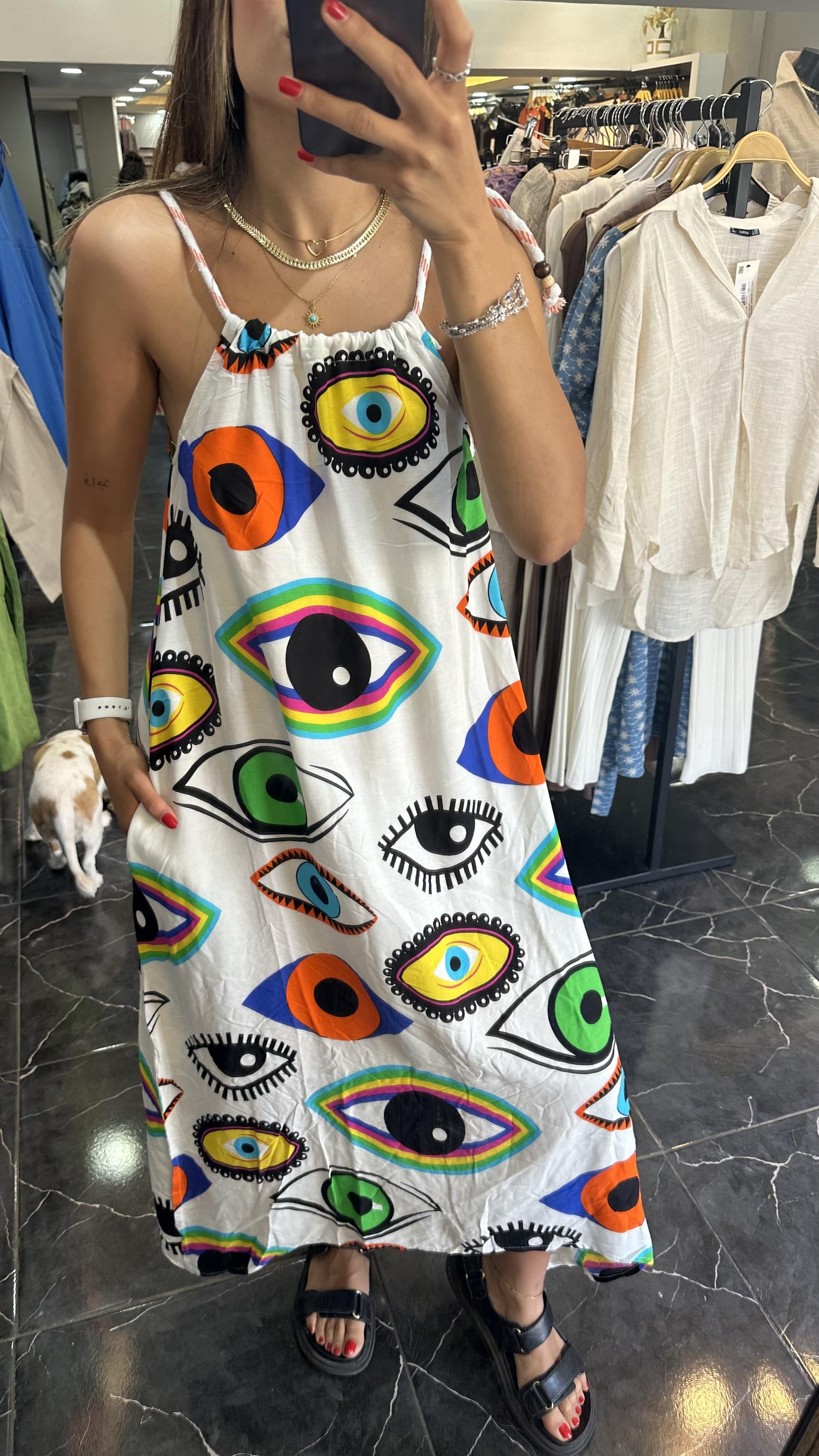 Beyaz Halatlı Göz Elbise