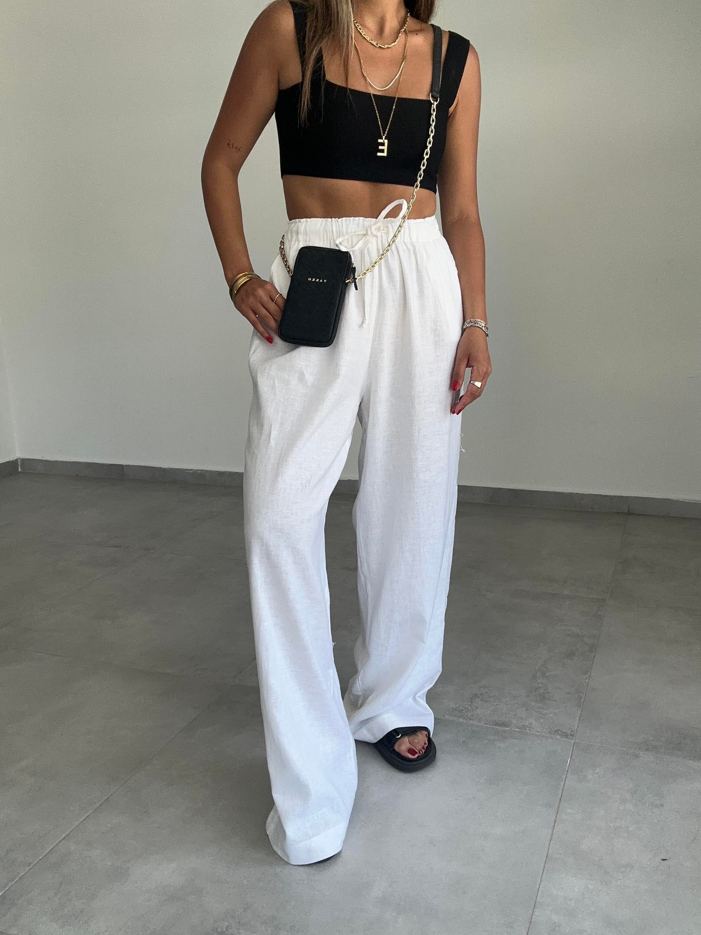 Beyaz Keten Pantolon