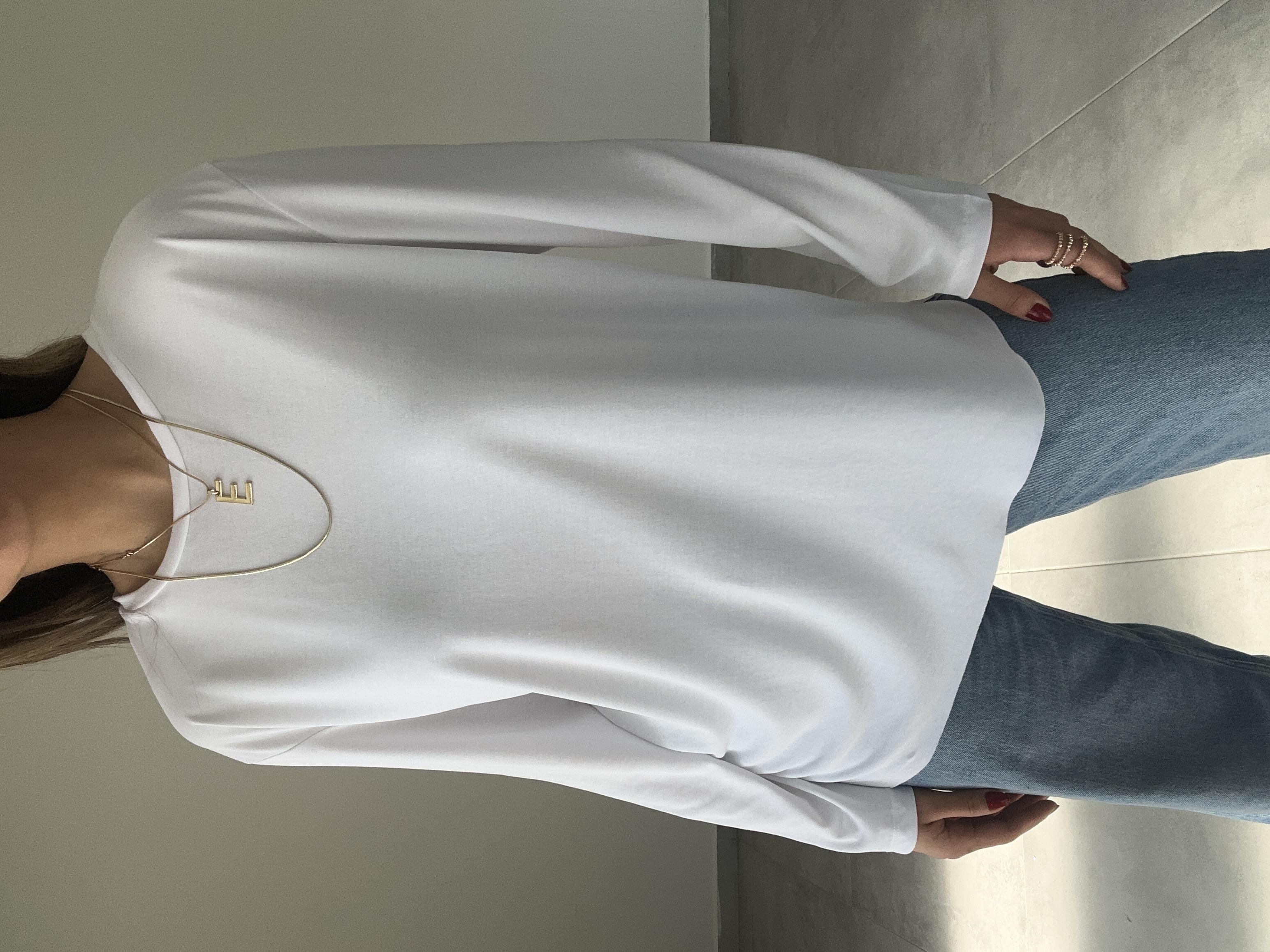 Beyaz Modal Kumaş Uzun Kol Basic