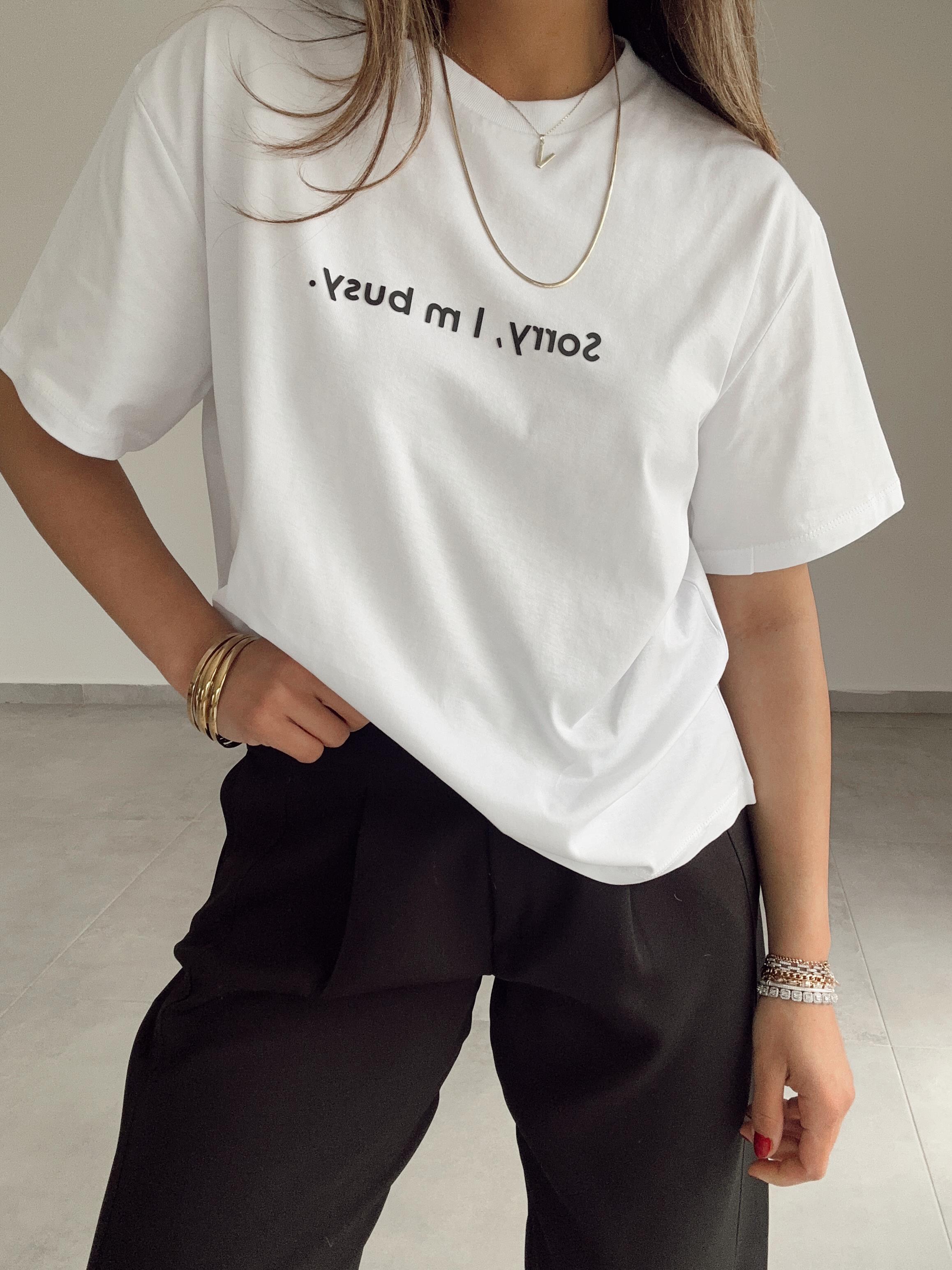 Beyaz Önü Yazılı Tişört