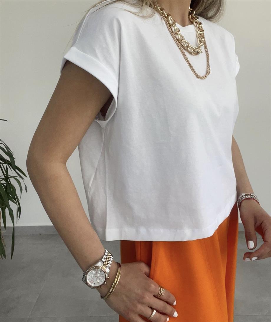 Beyaz T Kol Tişört