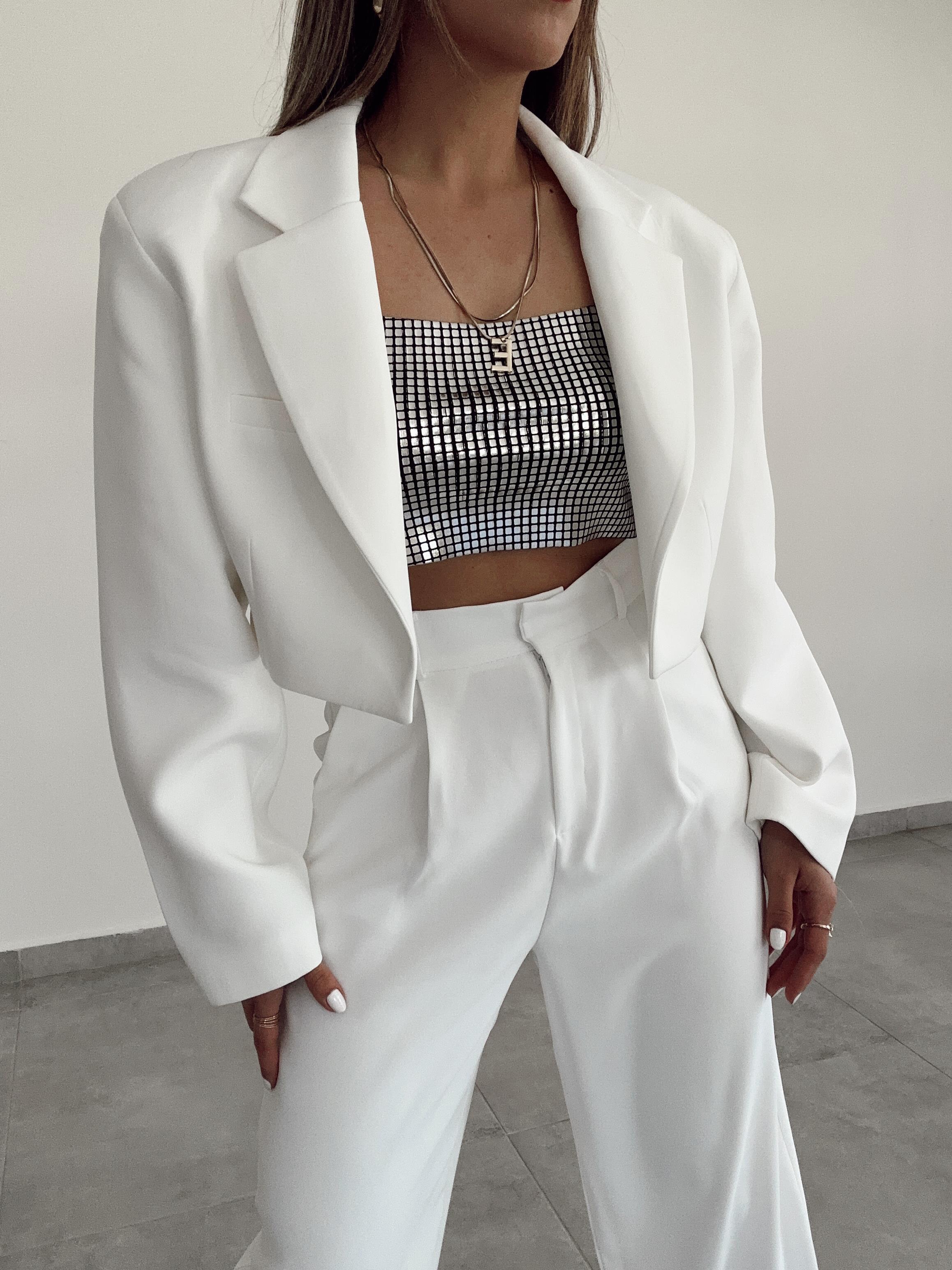 Beyaz Tasarım Vatkalı Blazer Ceket