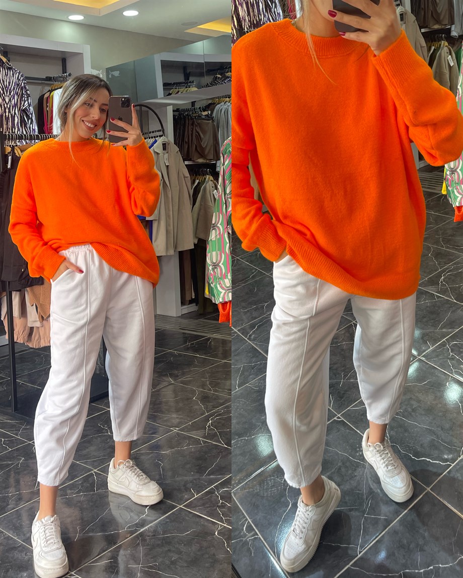 Bisiklet Yaka Salaş Turuncu Kazak