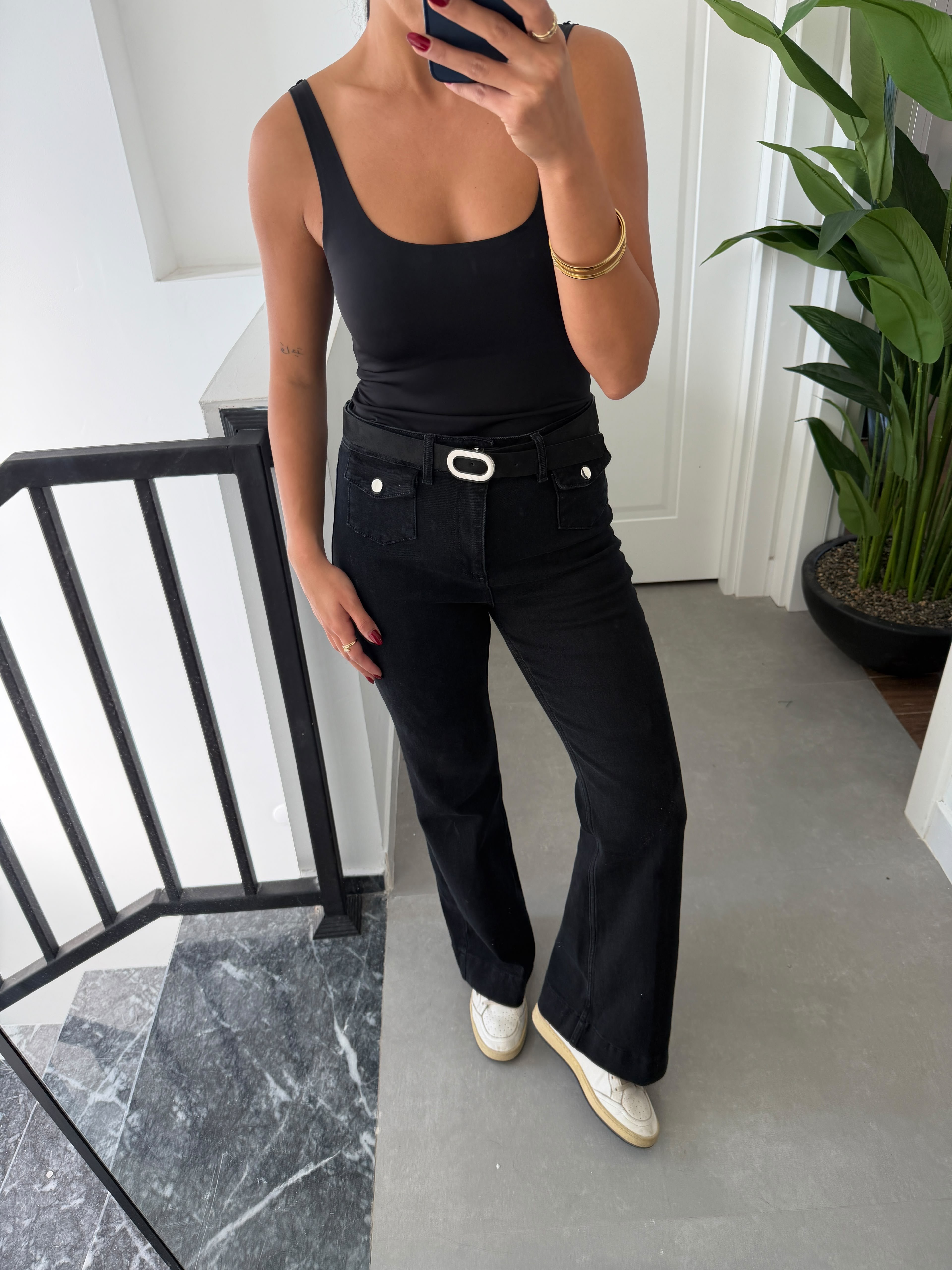 Black Kemerli Flare Jean