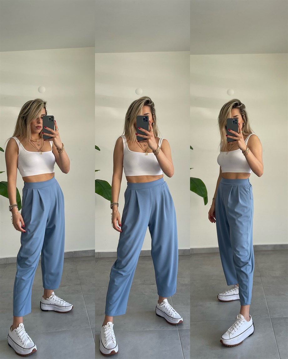 Bombeli Mavi Pantolon