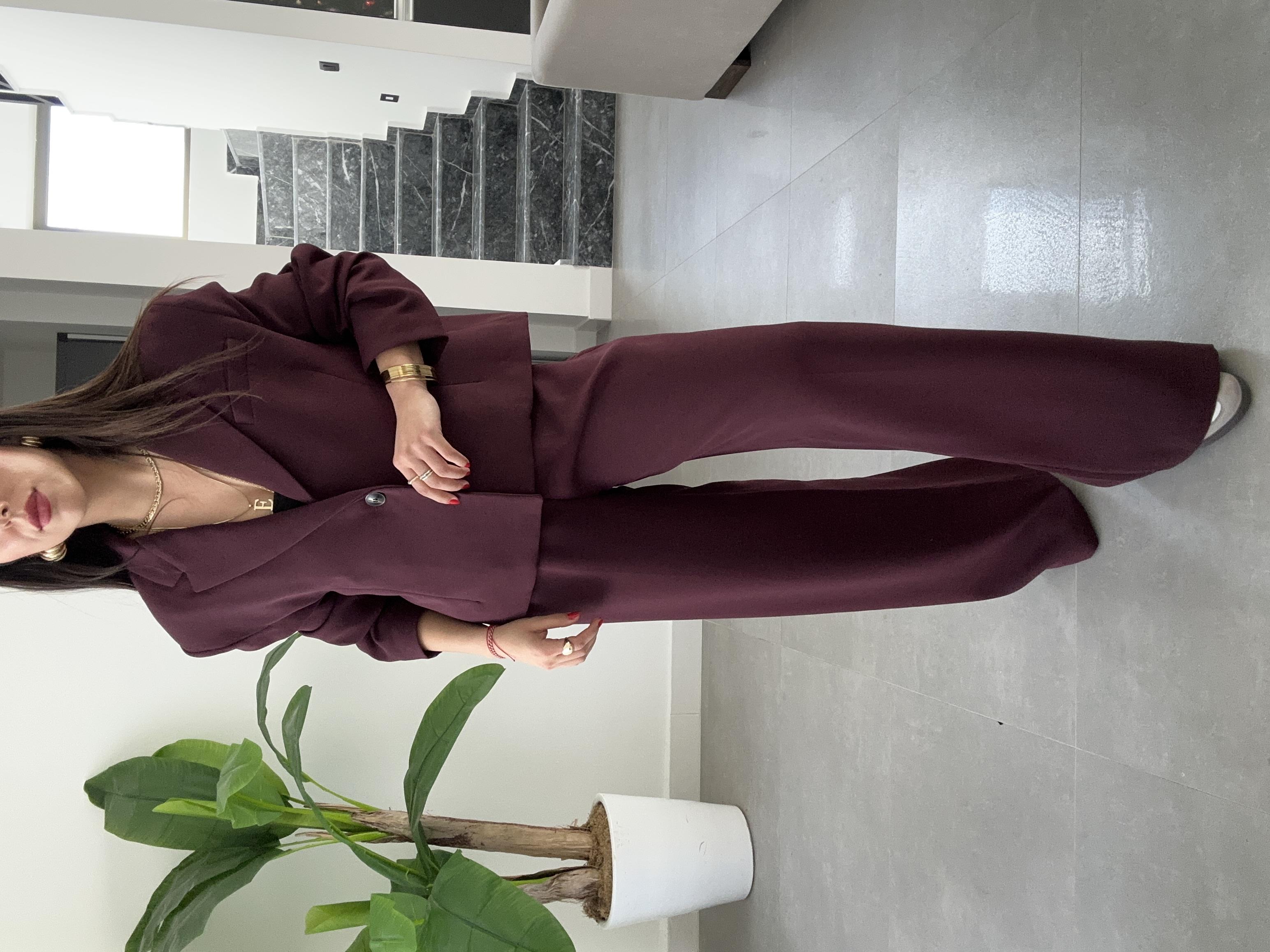 Bordo Ceket-Pantolon Takım