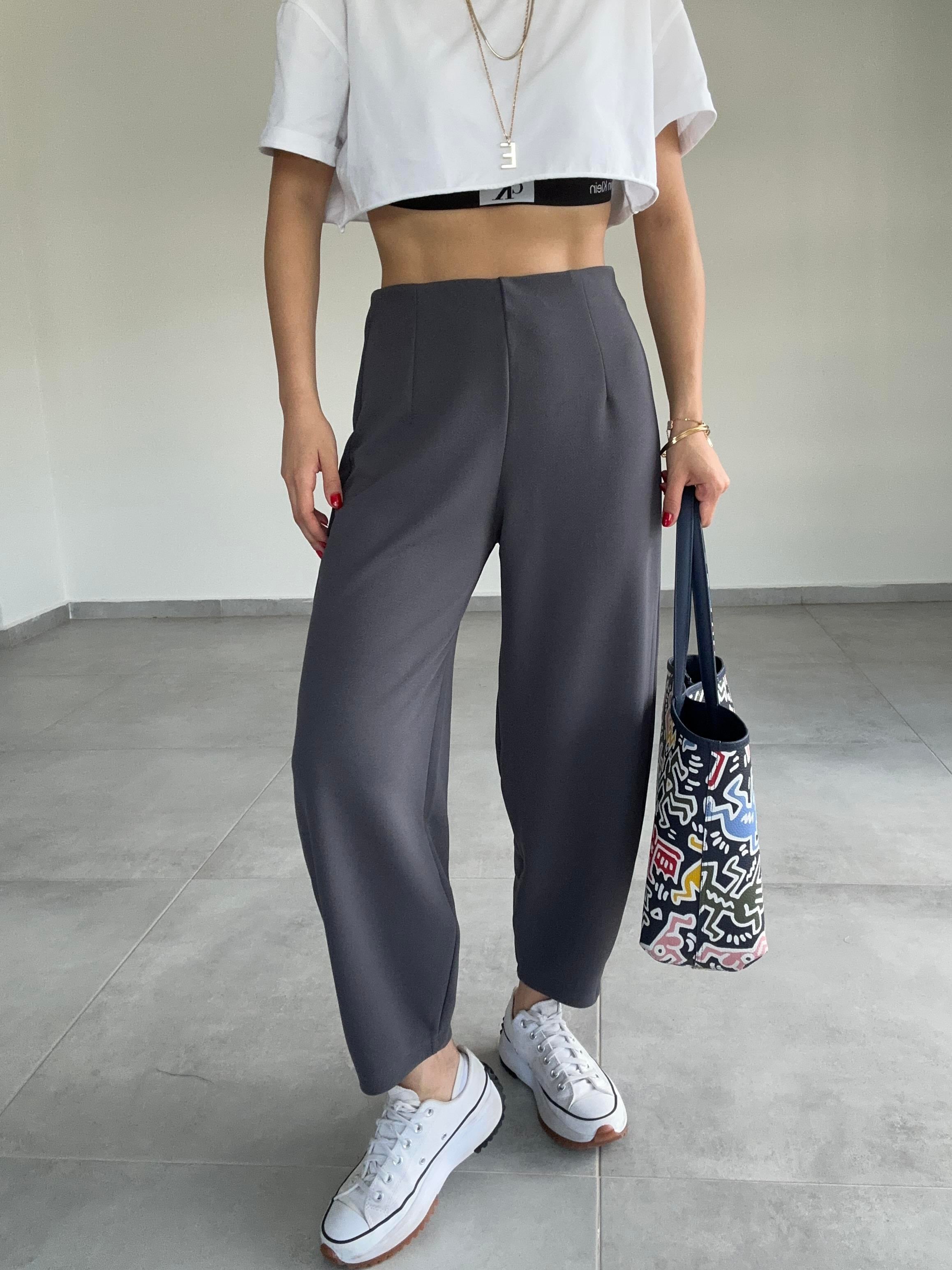 Cendy Krep Kemersiz Vizon Balon Pantolon