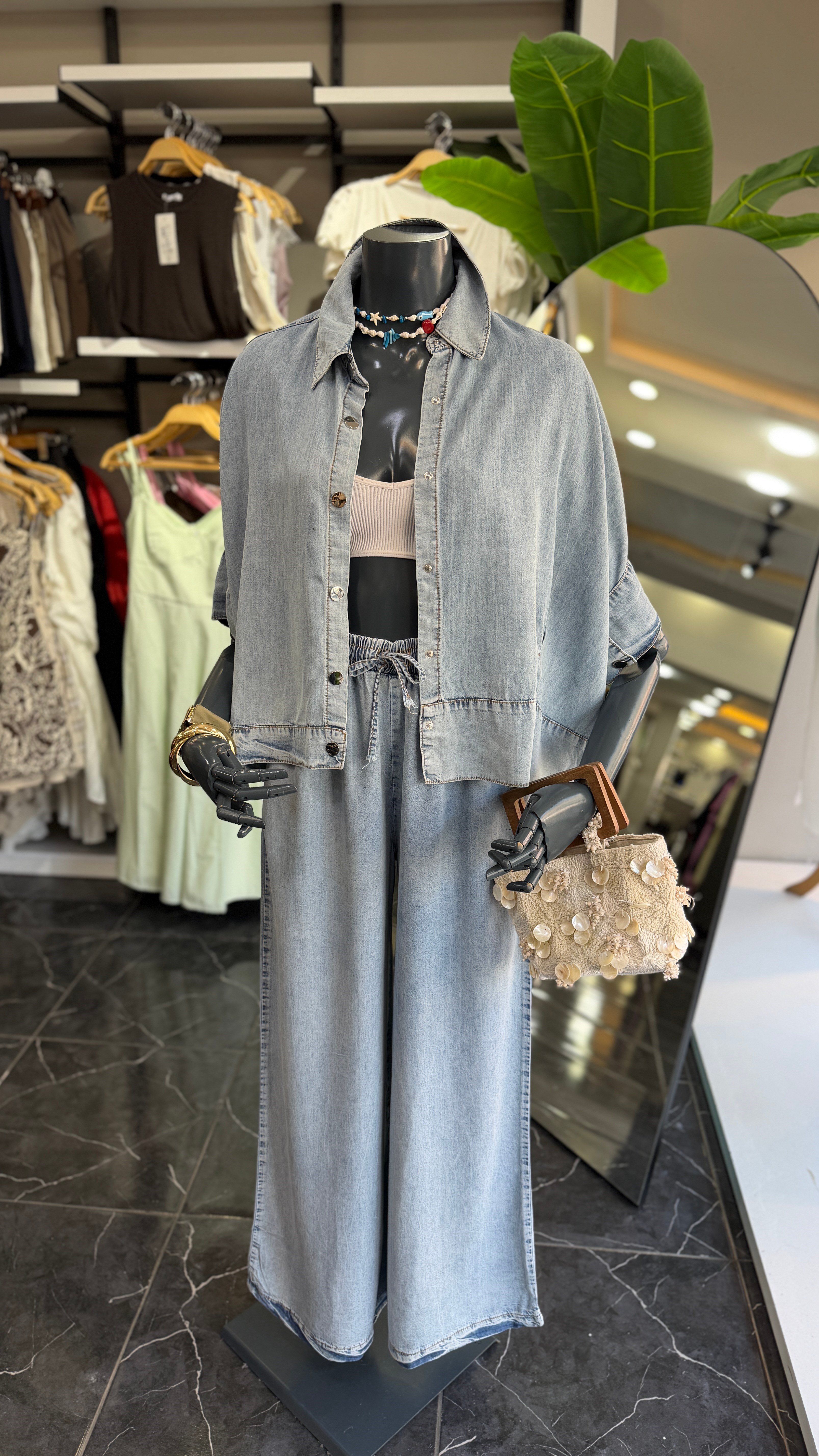 Denim Gömlek Pantolon Takım