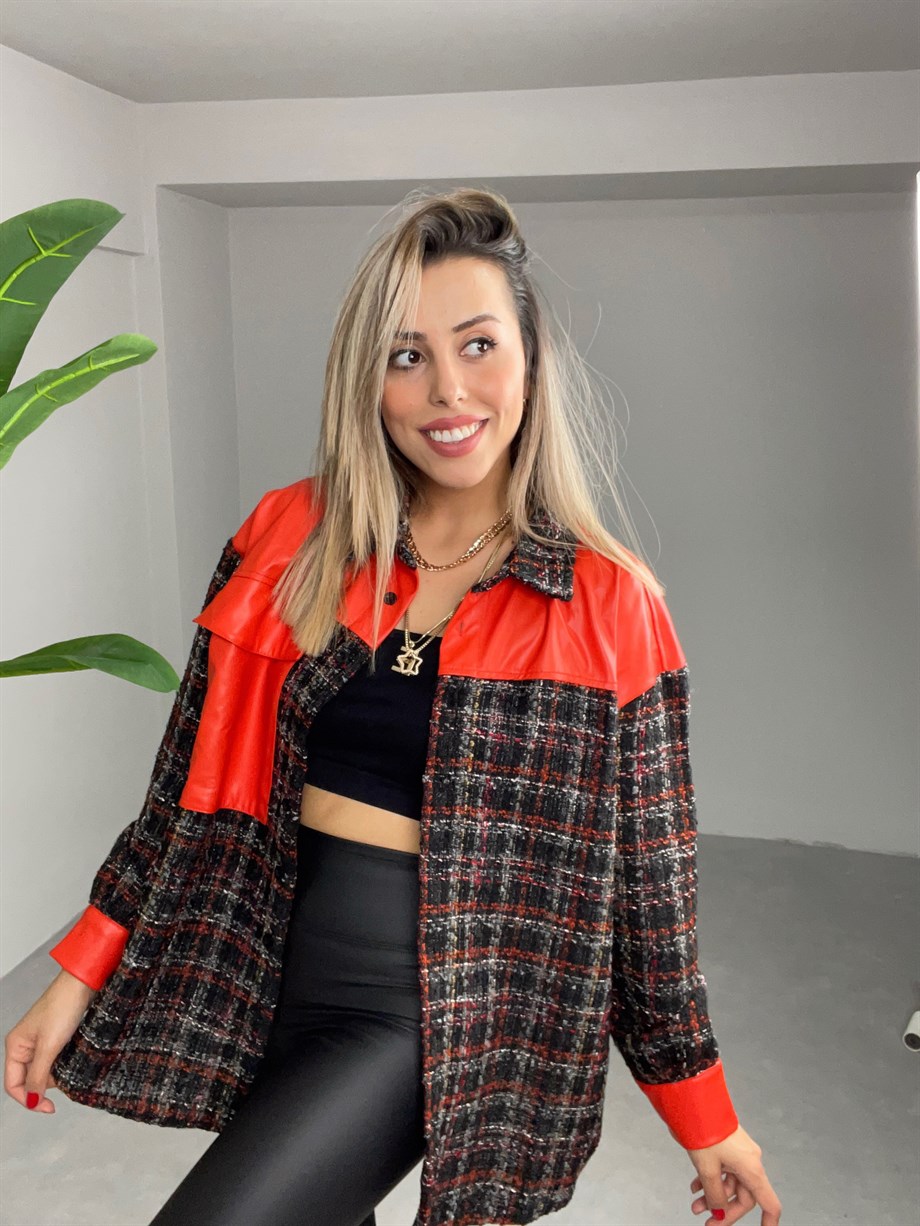 Deri Detaylı Gömlek