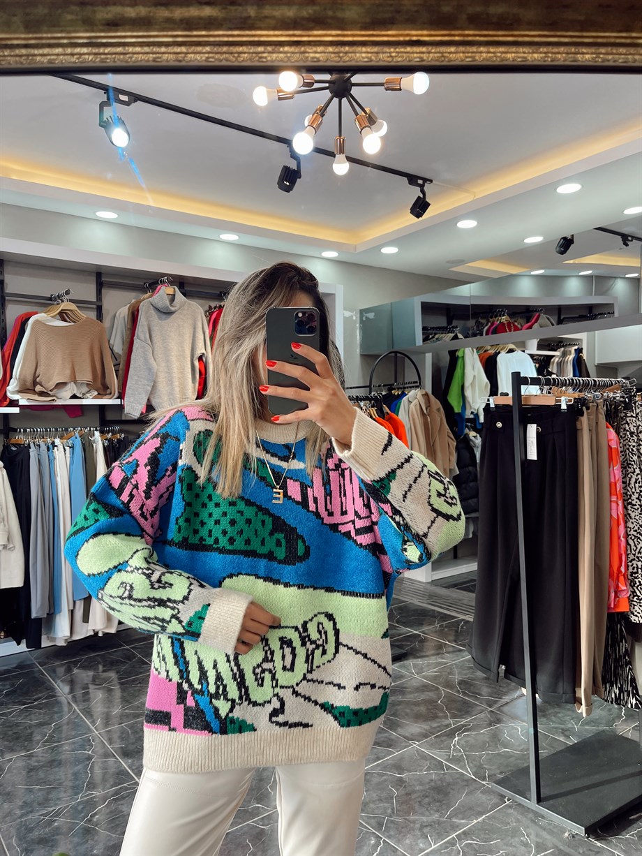 Desenli Triko Kazak-Taş