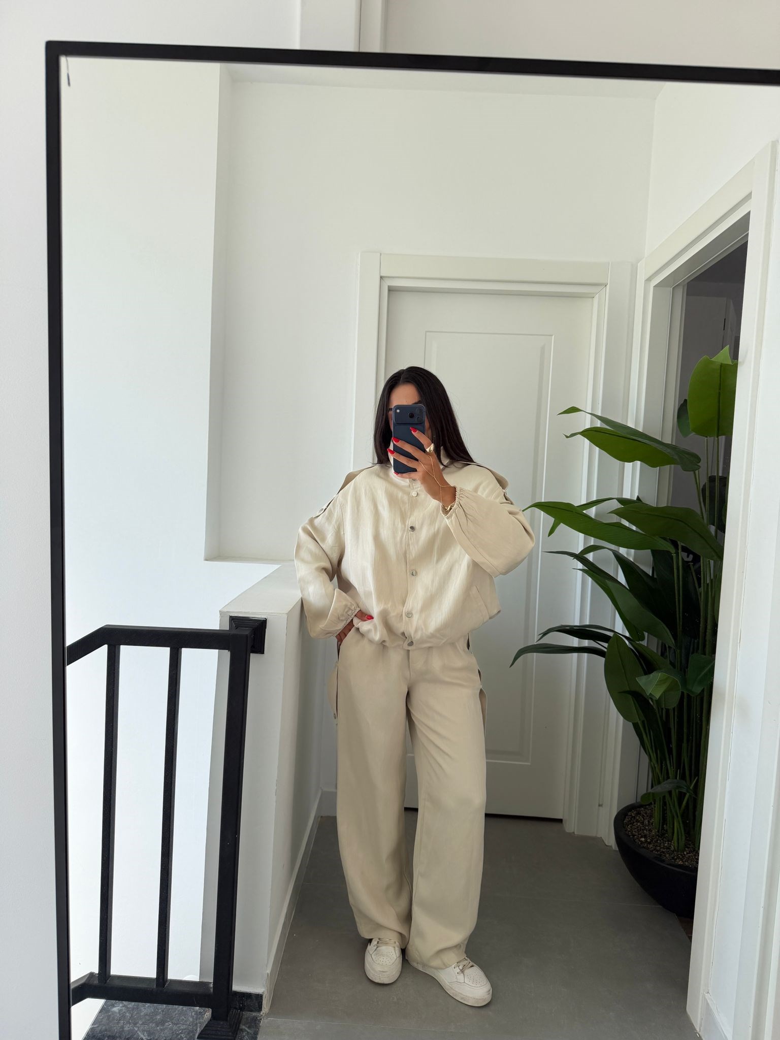 Ekru Apoletli Çıtçıtlı Ceket Ve Pantolon Takım