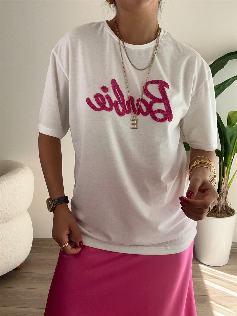 Ekru Baskılı Tişört