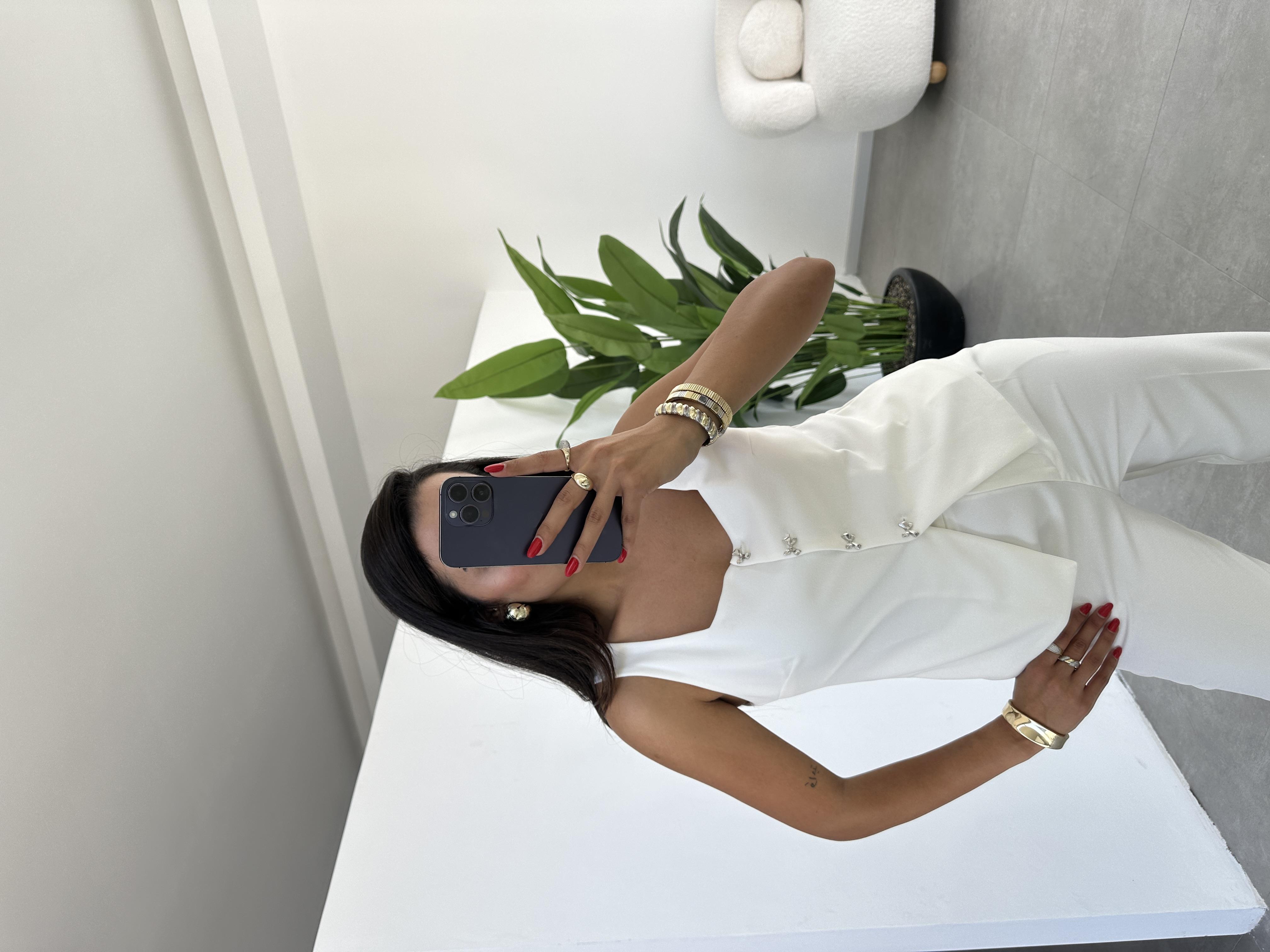 Ekru Kare Yaka Astarlı Yelek