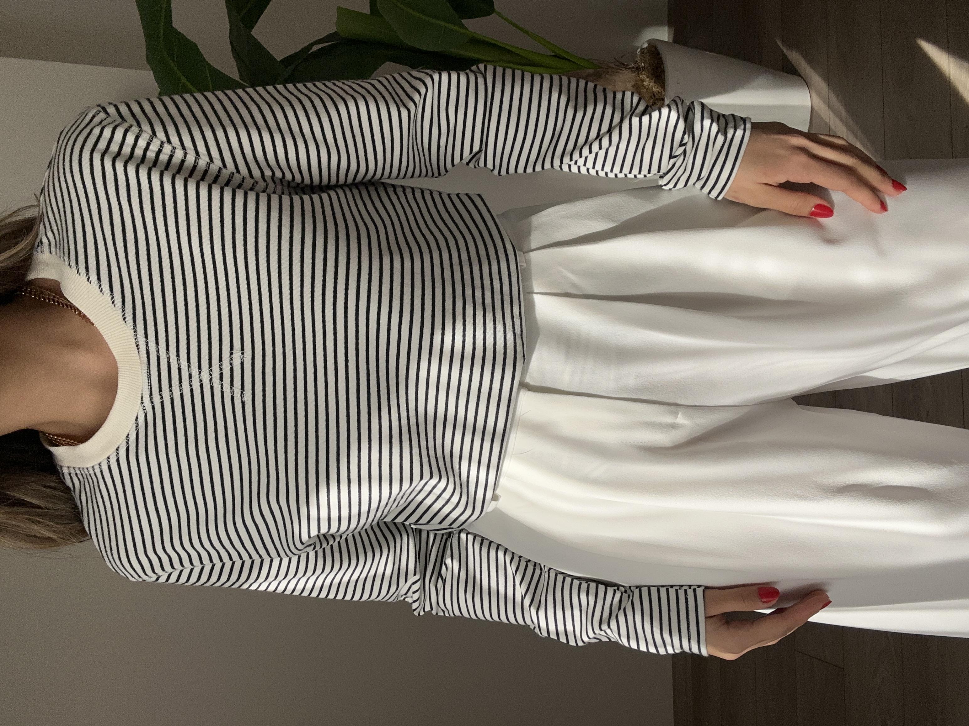 Ekru-Siyah Çizgili Basic