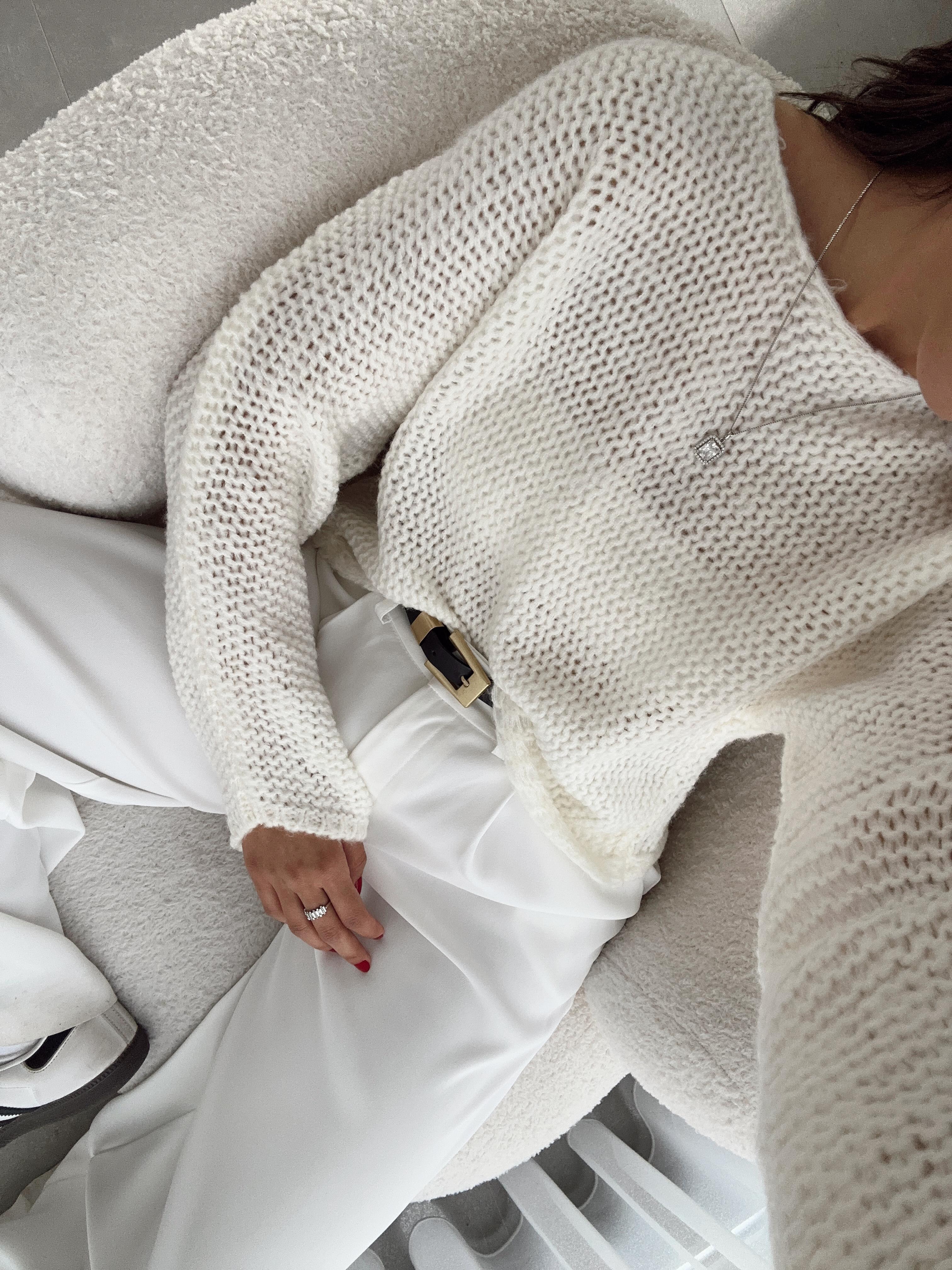 Ekru Yarasa Kol Triko Kazak