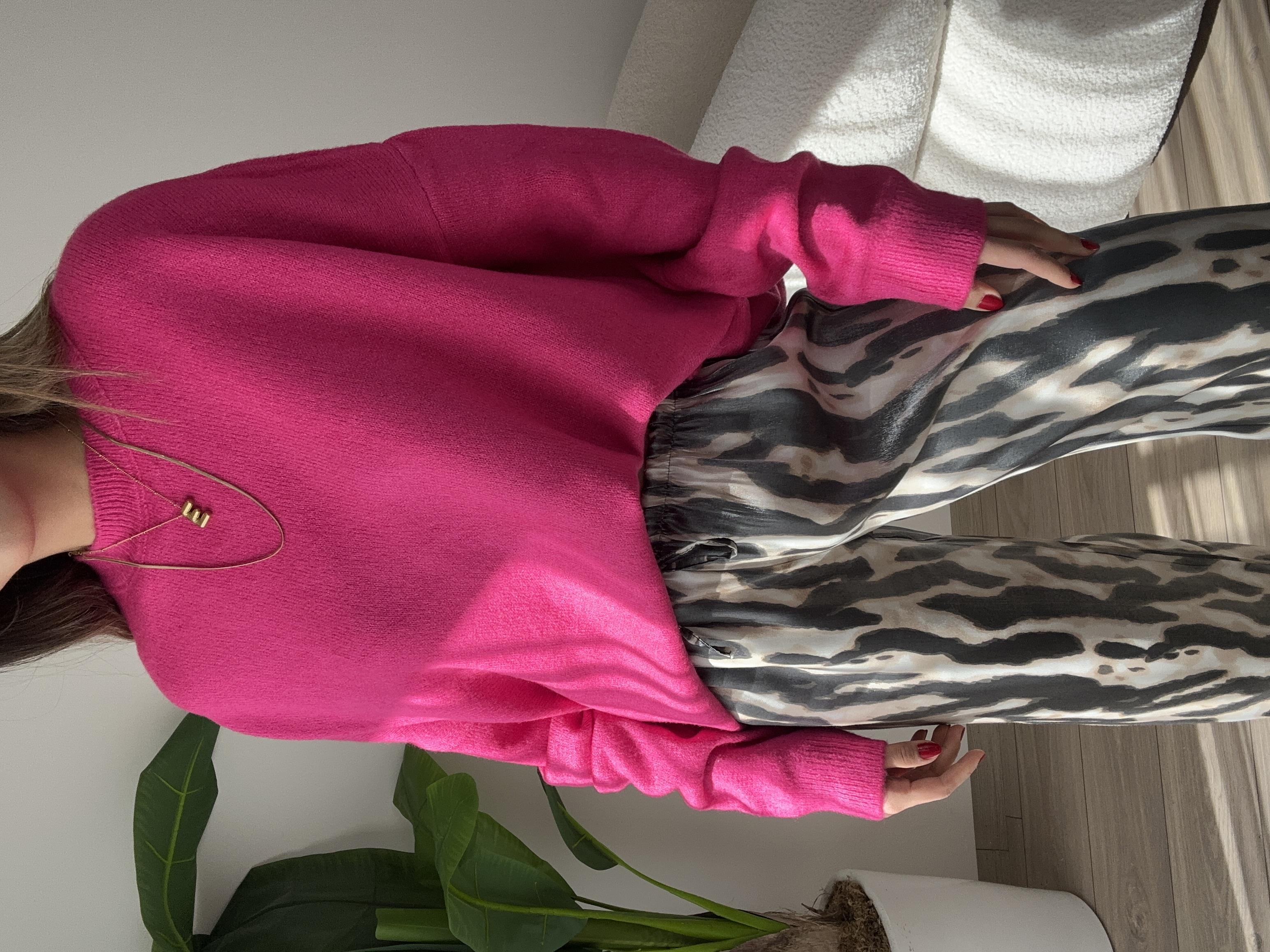 Fuşya Bisiklet Yaka Triko Kazak