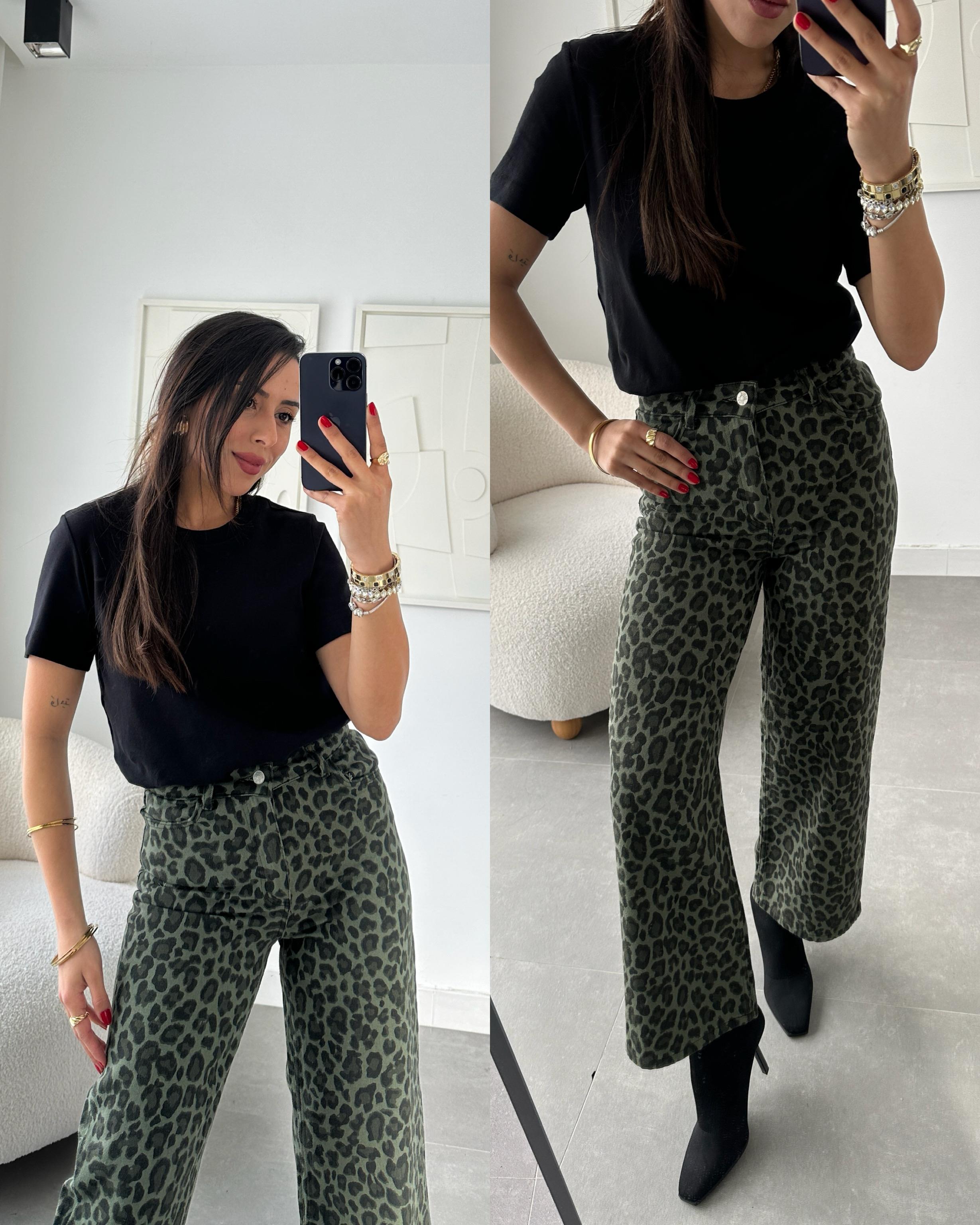 Gabardin Leopar Pantolon