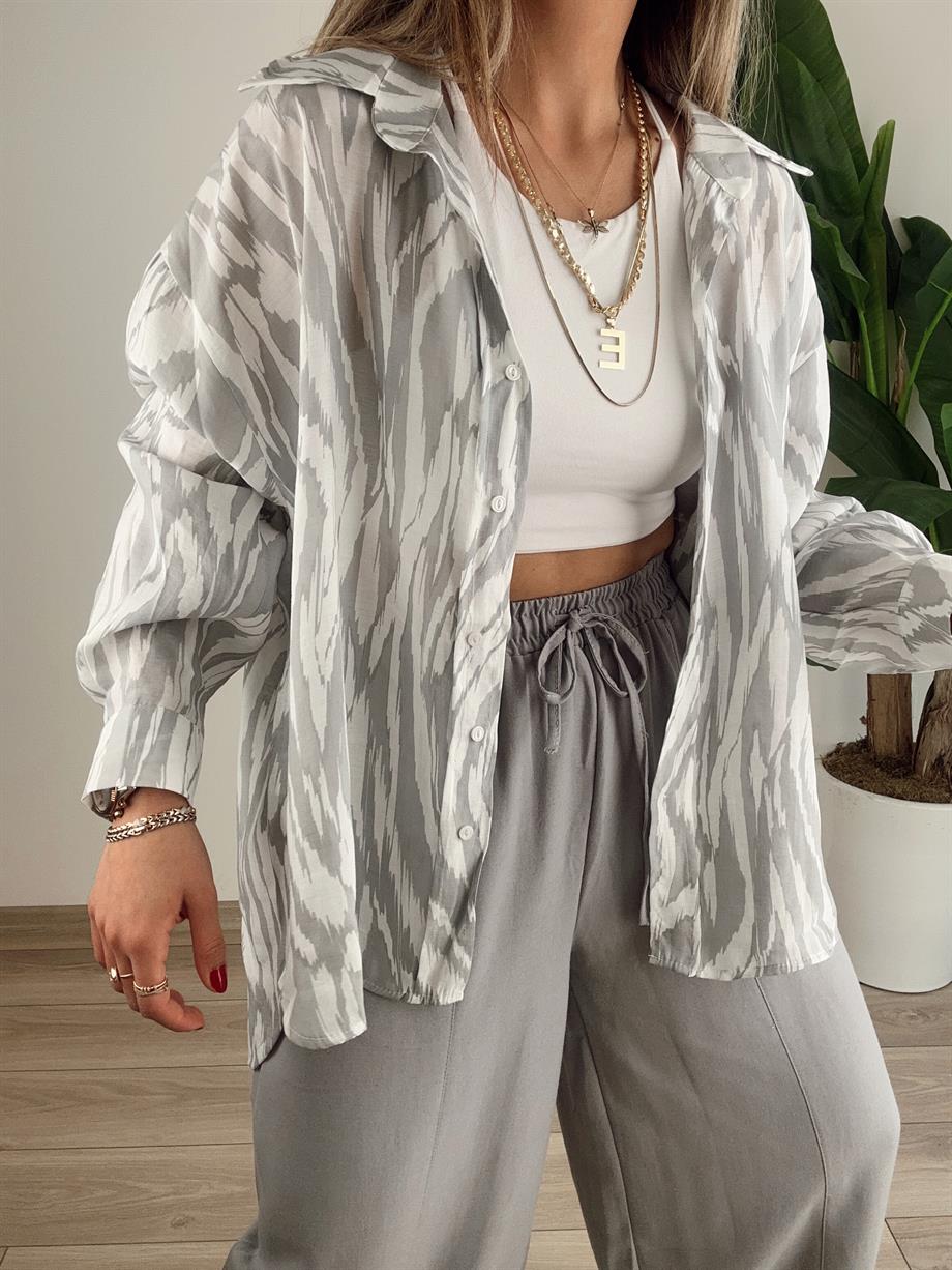 Gri Oversize Gömlek