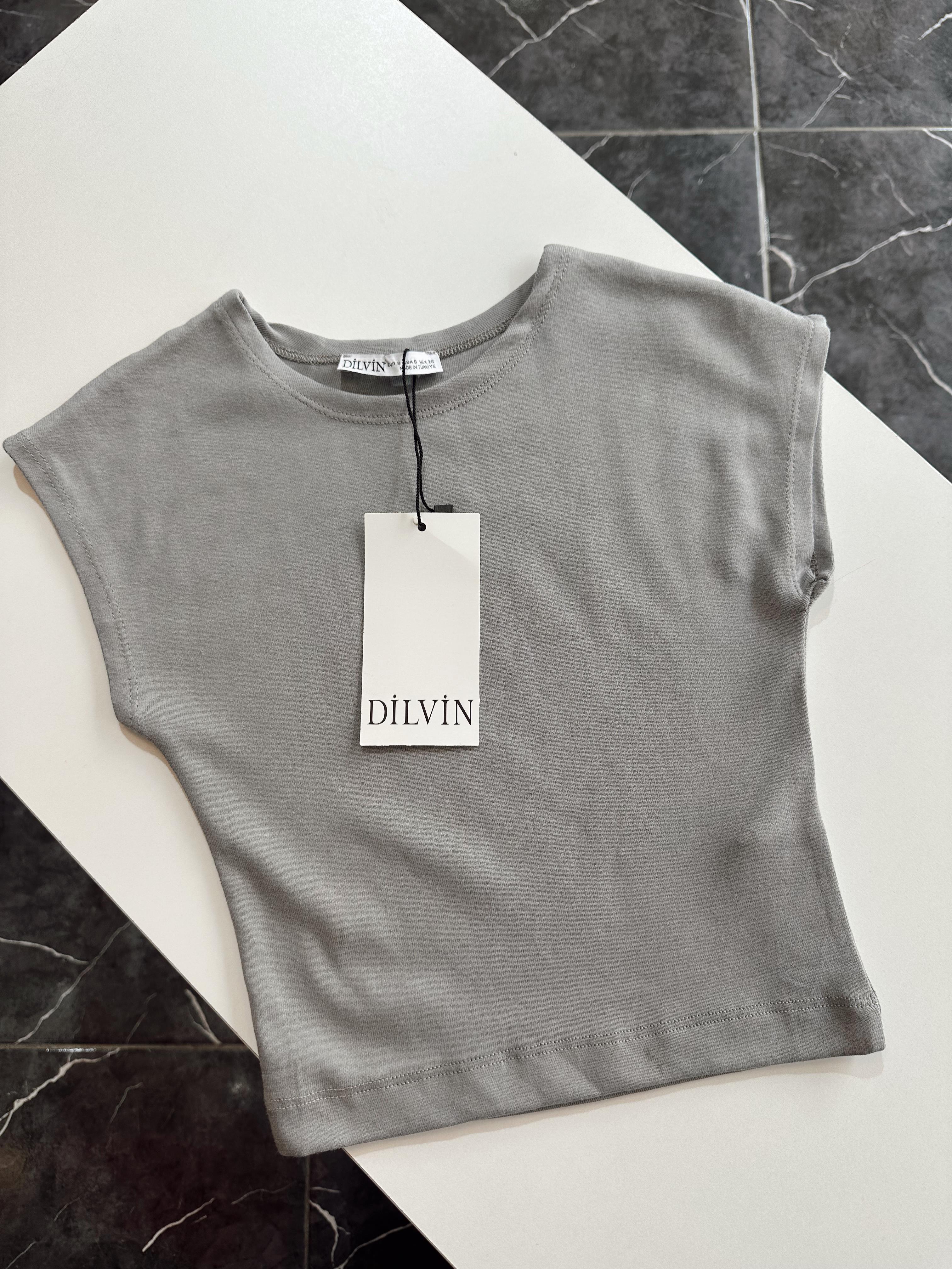 Gri Pamuk Ve Modal Karışımlı Crop