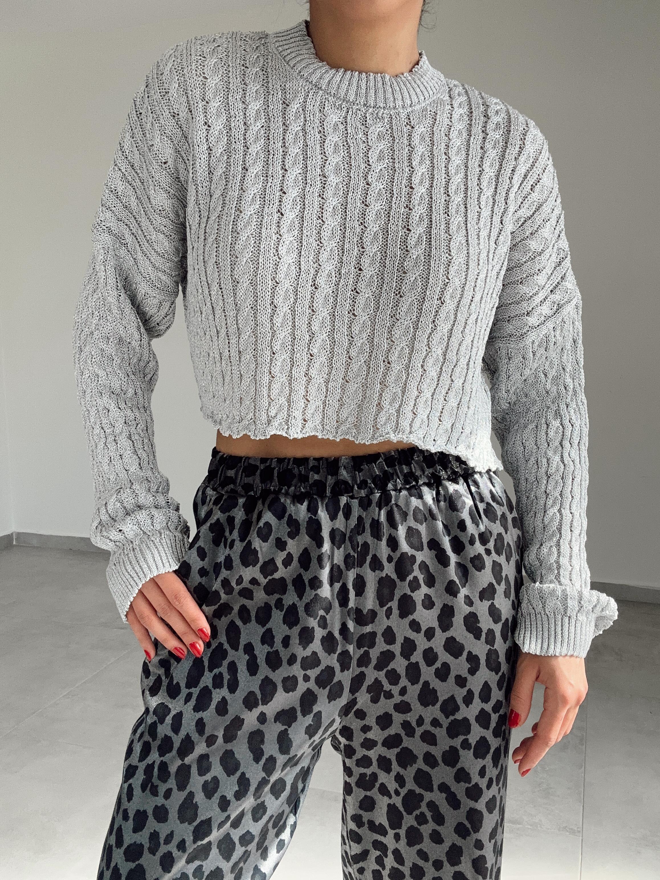 Gri Simli Kısa Kazak