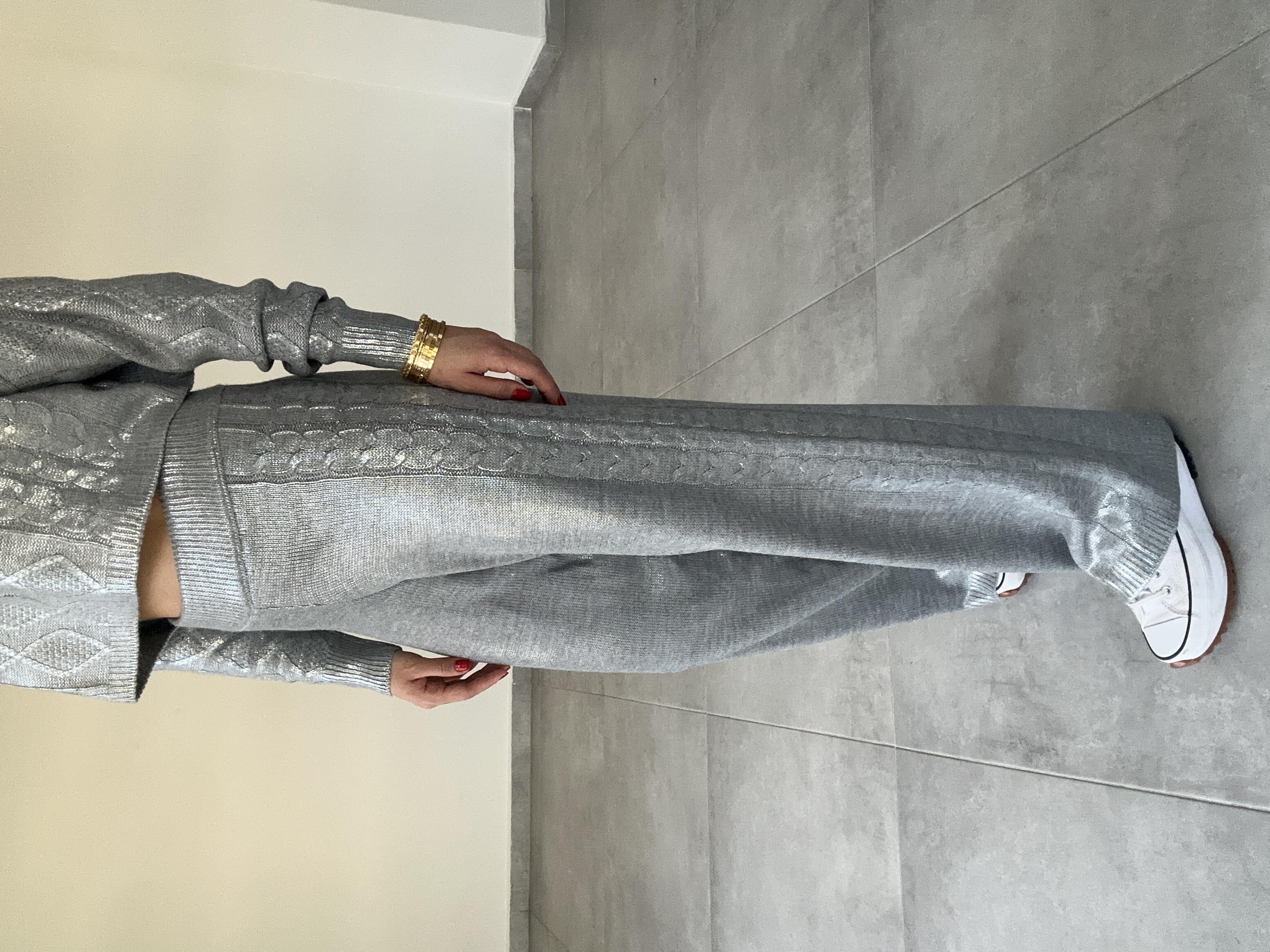 Gri Varak Baskılı Triko Pantolon