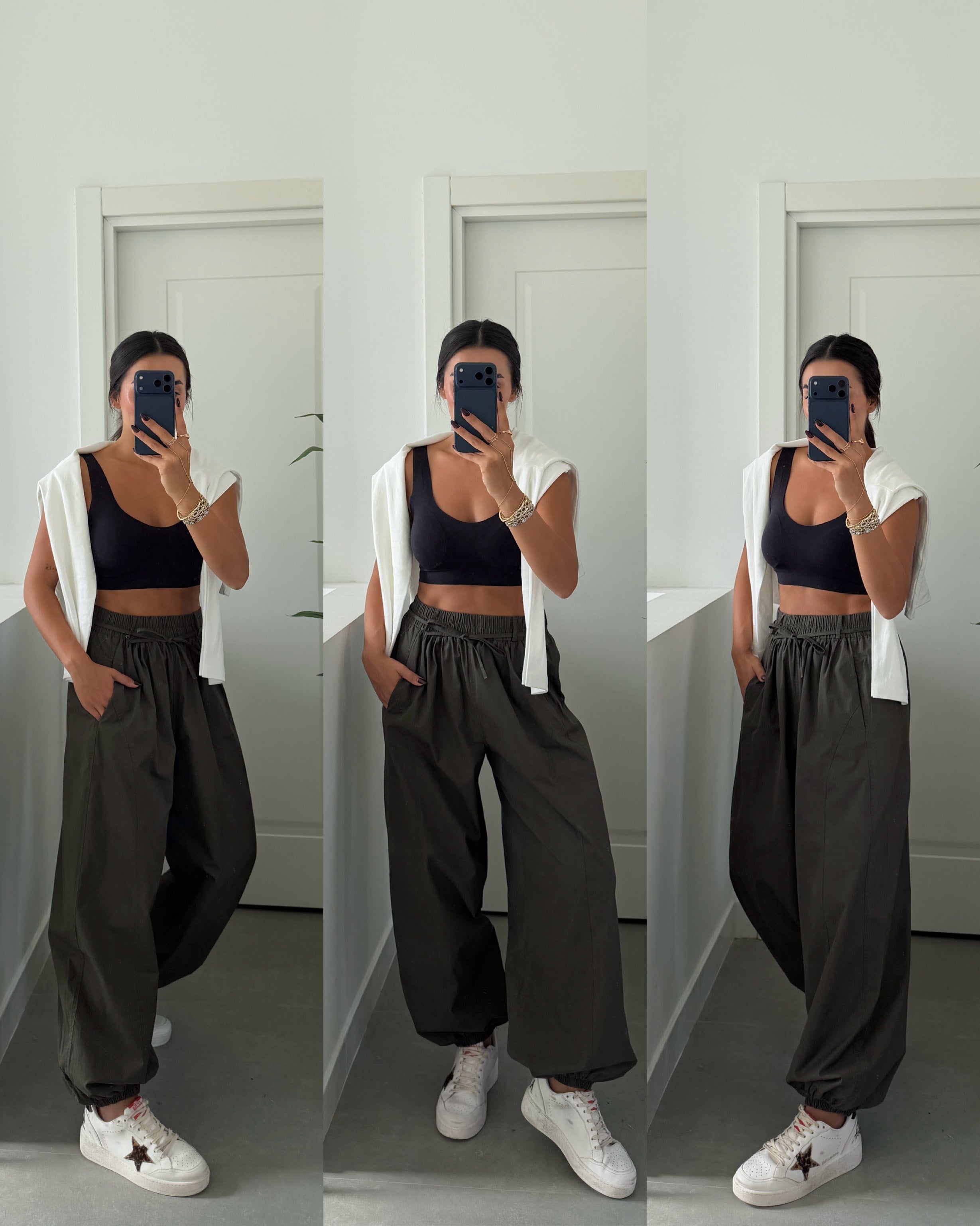 Haki Beli Lastikli İp Detaylı Pantolon